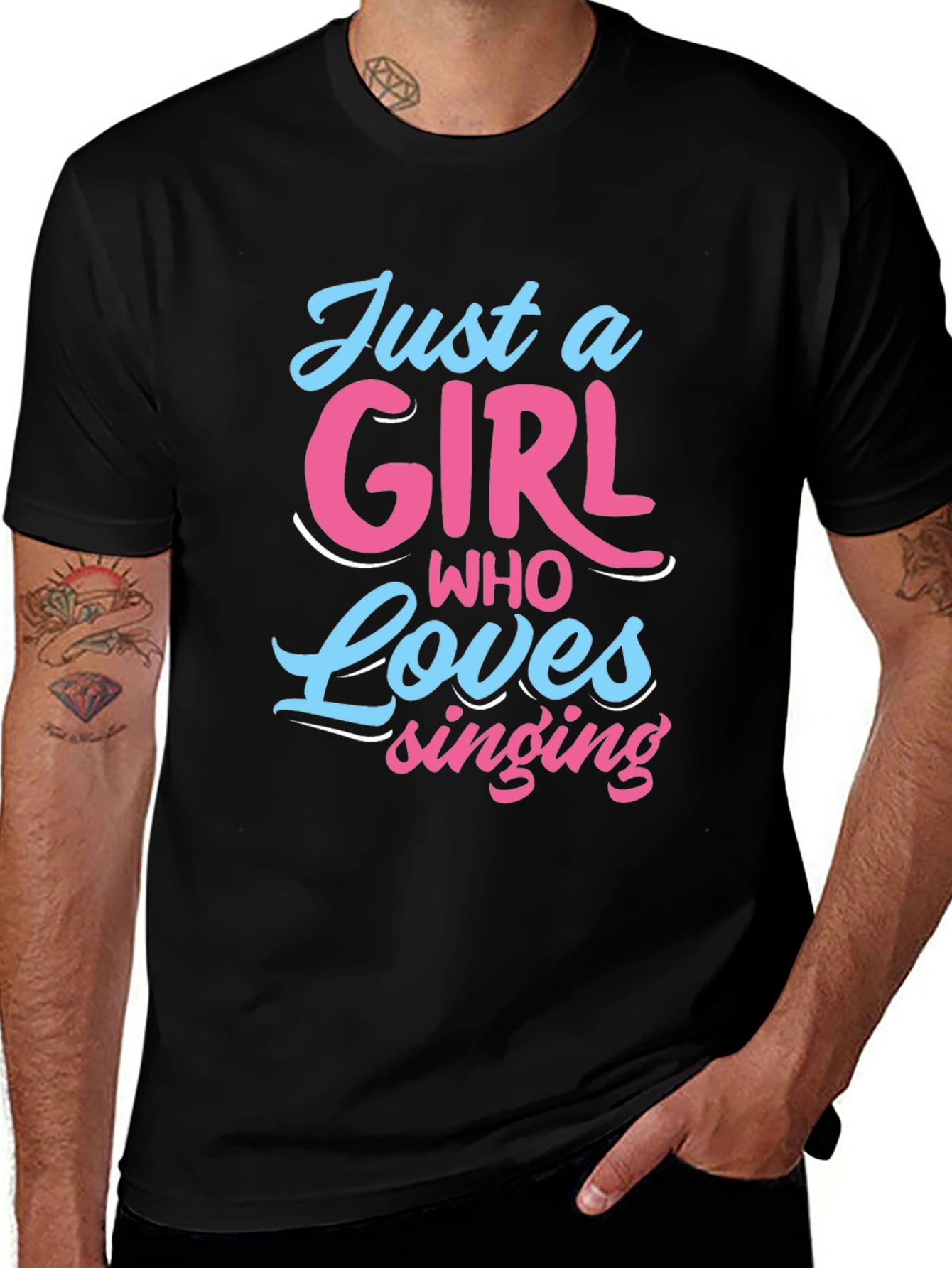 Variant 2 of Just A Girl Who Loves Singing Black T-Shirt