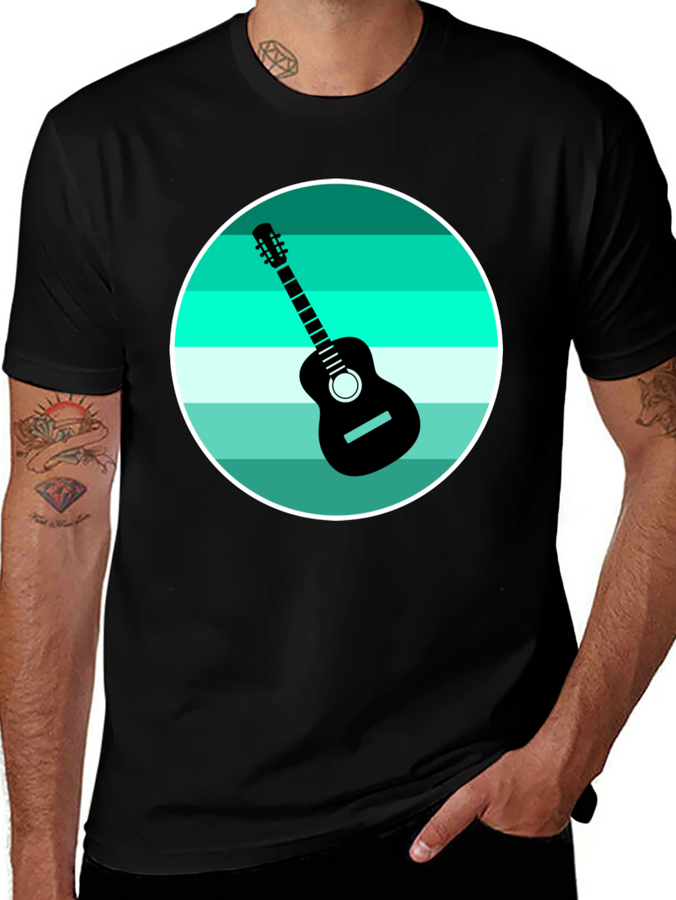 Variant 15 of Guitar Graphic Tee - Black, Men's Short Sleeve
