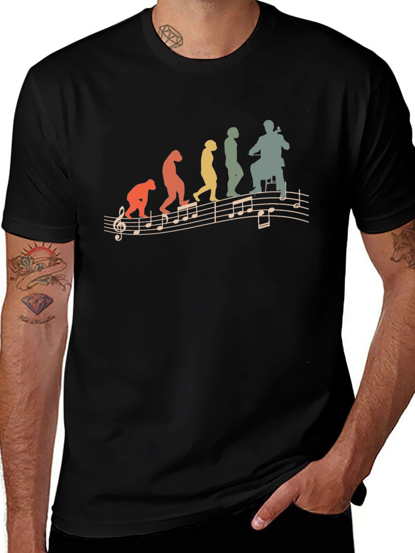 Variant 12 of Evolution of Cello Musician Graphic T-Shirt