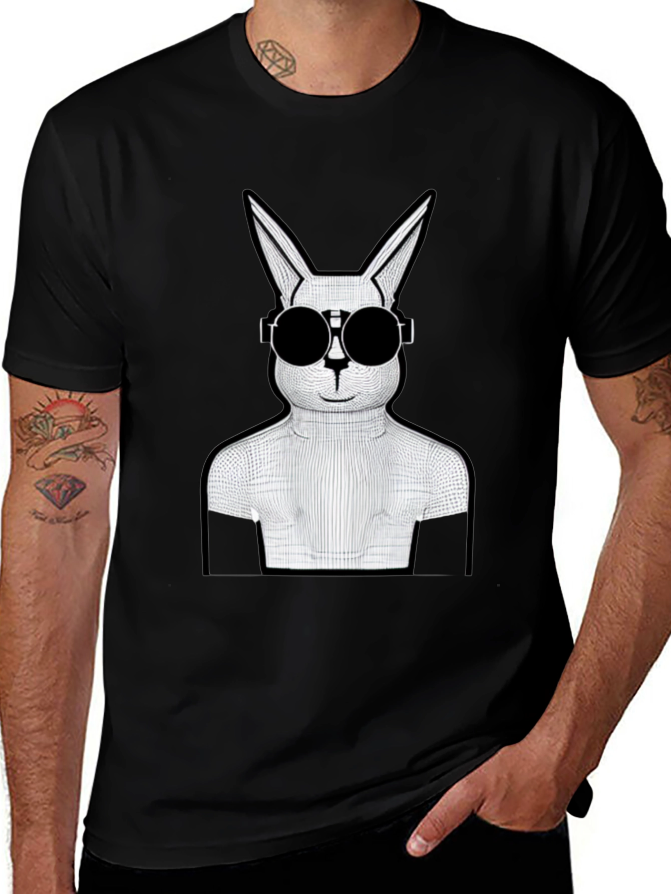 Variant 25 of Cool Rabbit Tee - Black Cotton Graphic T-Shirt