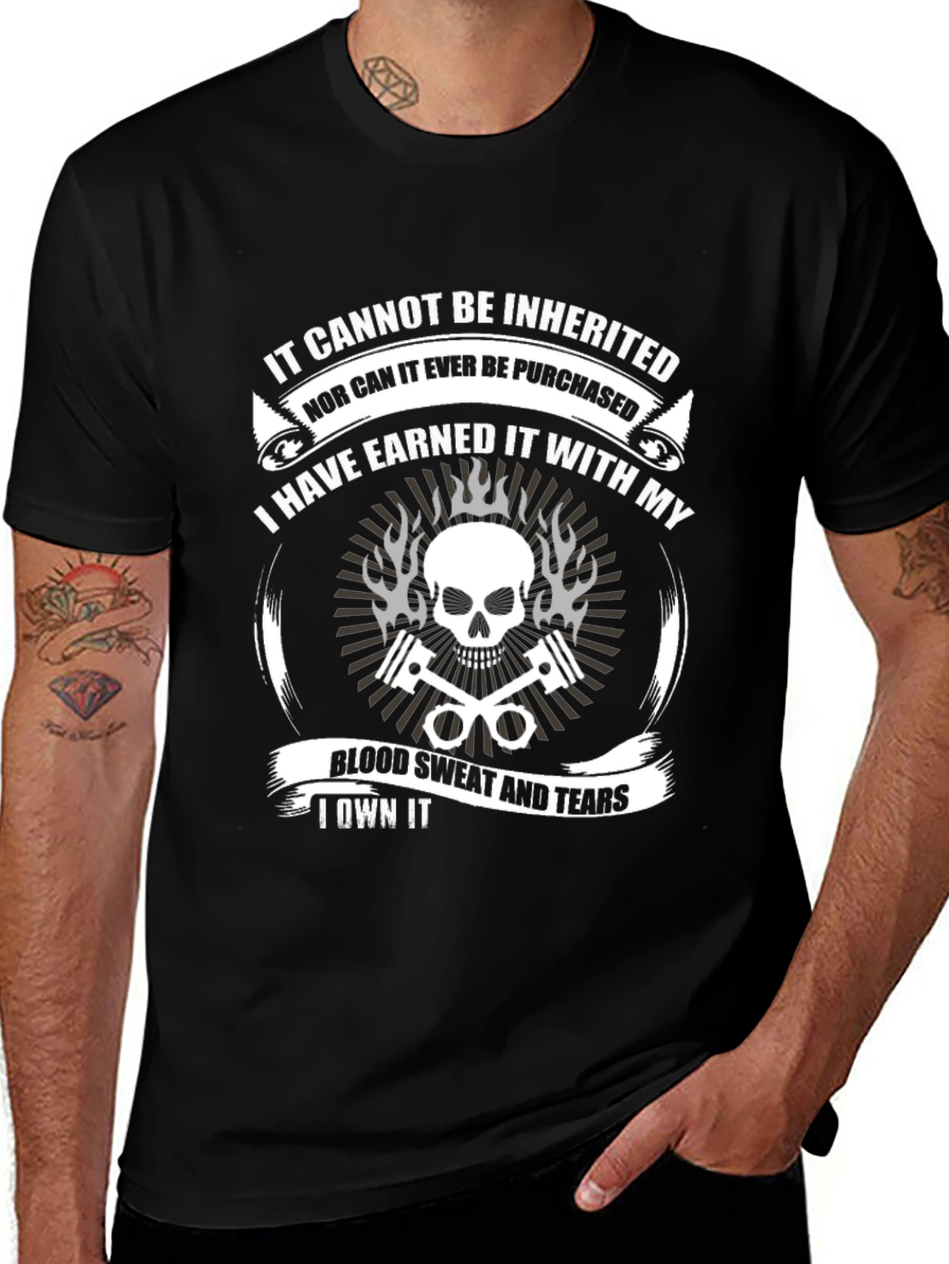 Variant 11 of Earned It Skull & Pistons Graphic T-Shirt