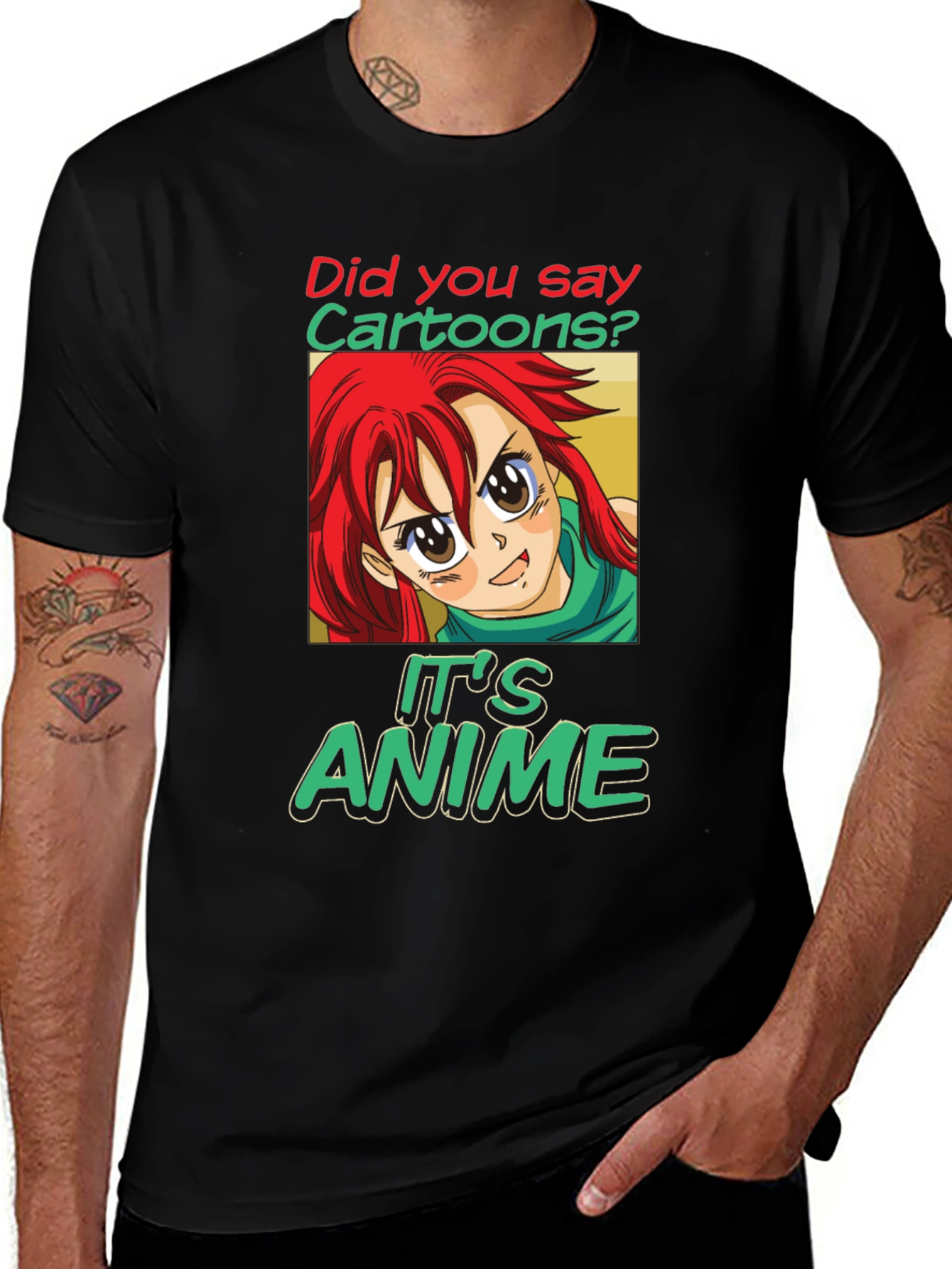Variant 24 of It's Anime T-Shirt, Cartoon Tee, Red Hair Anime Girl