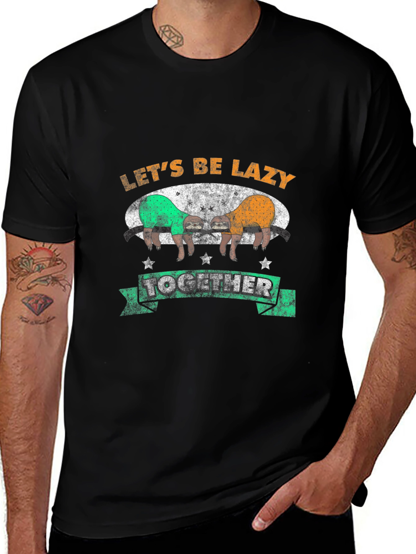 Variant 13 of Let's Be Lazy Together Sloth Graphic Tee