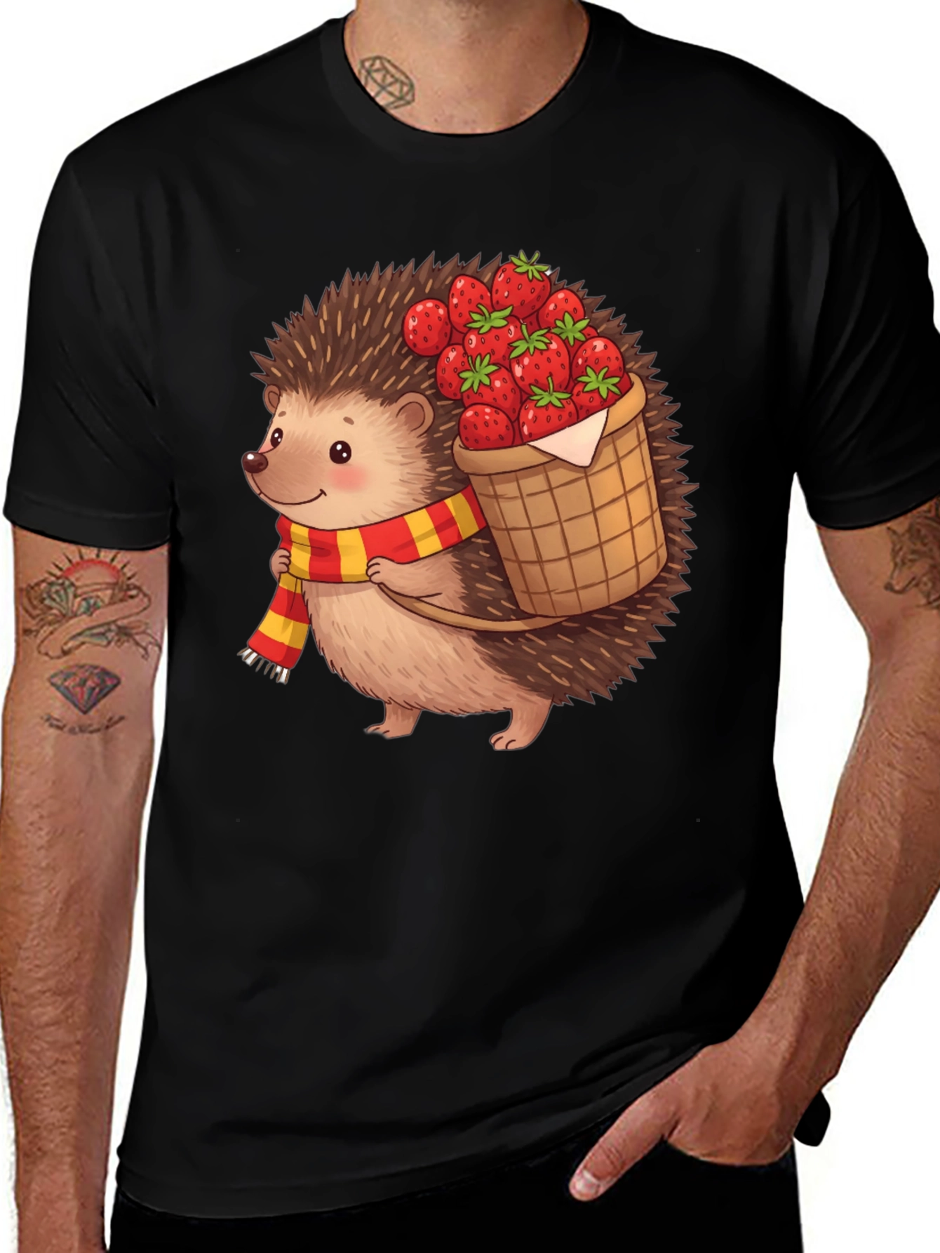 Variant 5 of Hedgehog Strawberry Basket Graphic Tee