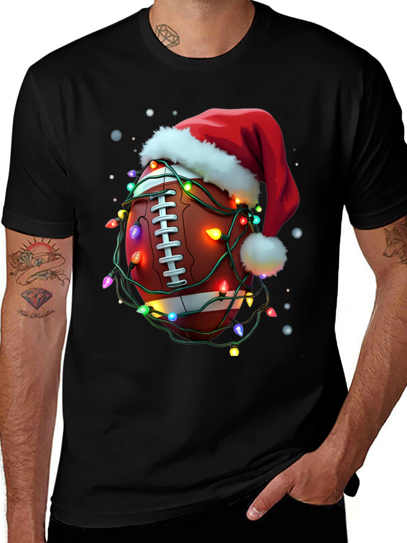 Festive Football Santa Hat T-Shirt
