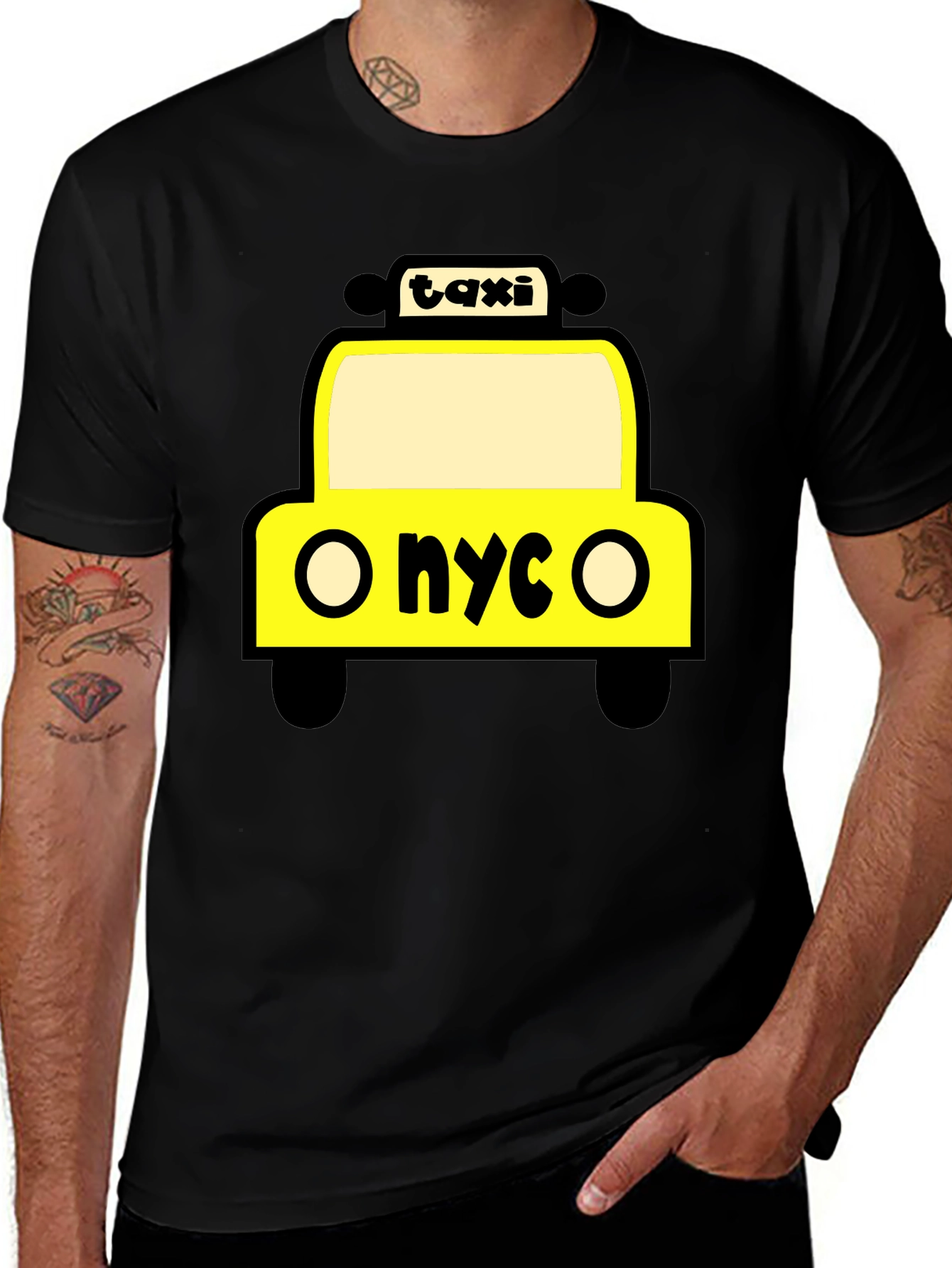 Variant 17 of NYC Taxi Graphic Tee - Black Cotton T-Shirt