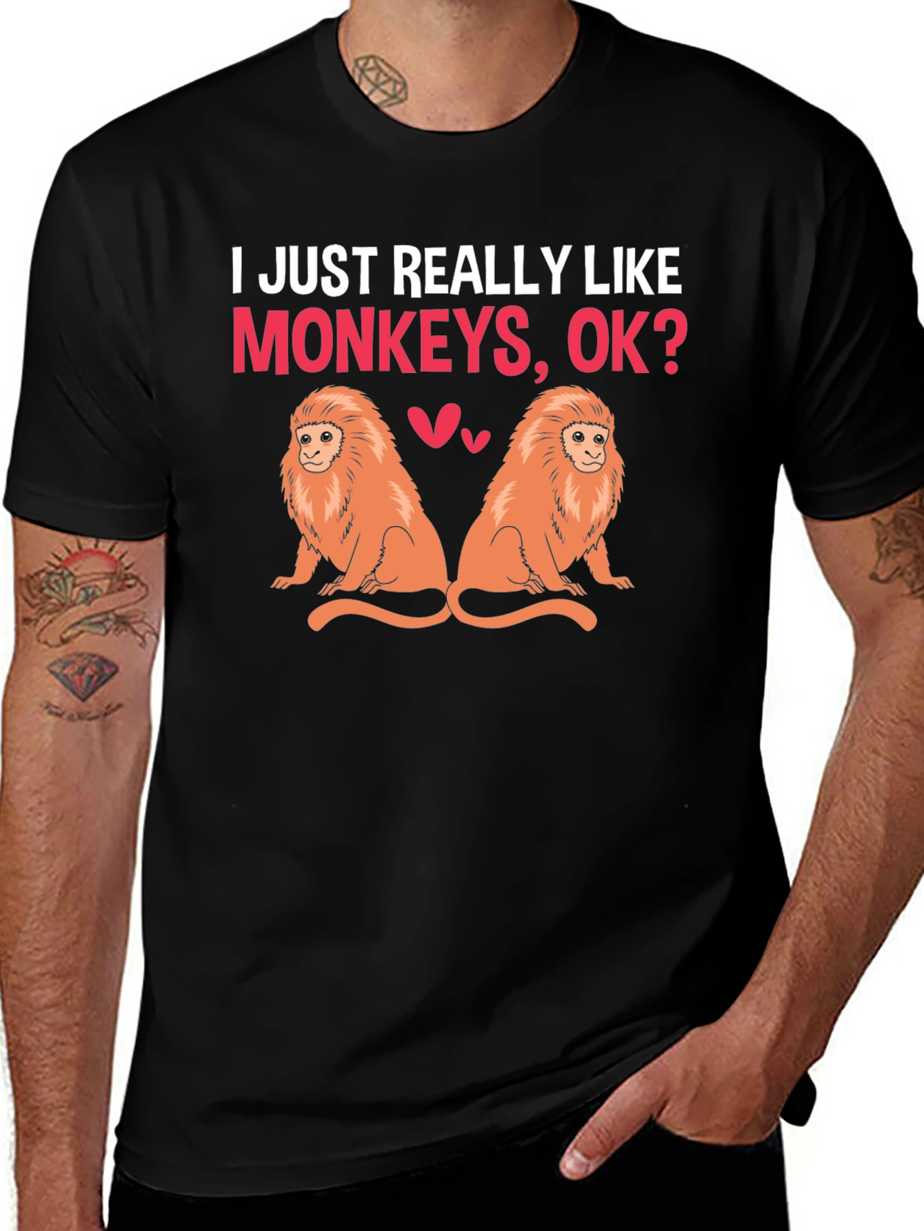 Variant 18 of I Like Monkeys Black T-Shirt
