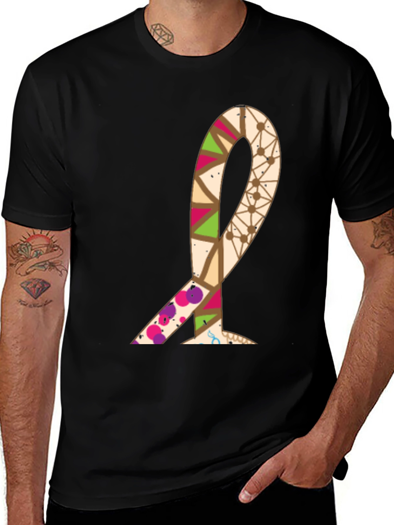 Variant 30 of Pattern Ribbon Graphic Tee - Stylish Comfort