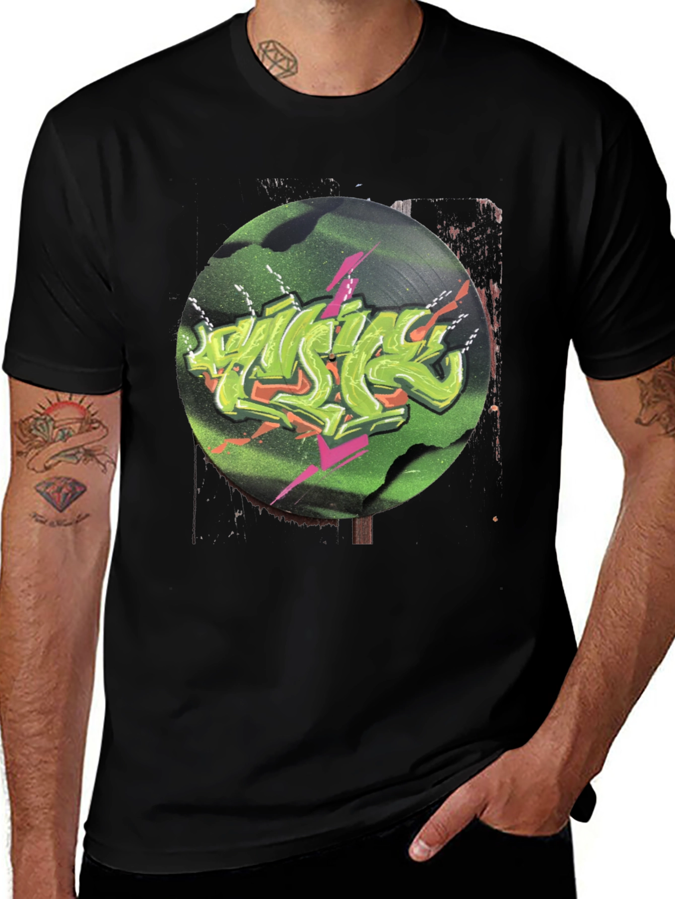 Variant 20 of Retro Vinyl Graffiti Graphic Tee
