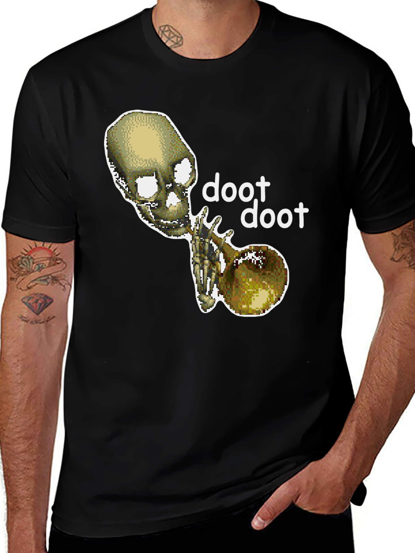 Variant 21 of Doot Doot Skeleton T-Shirt - Spooky Season Style