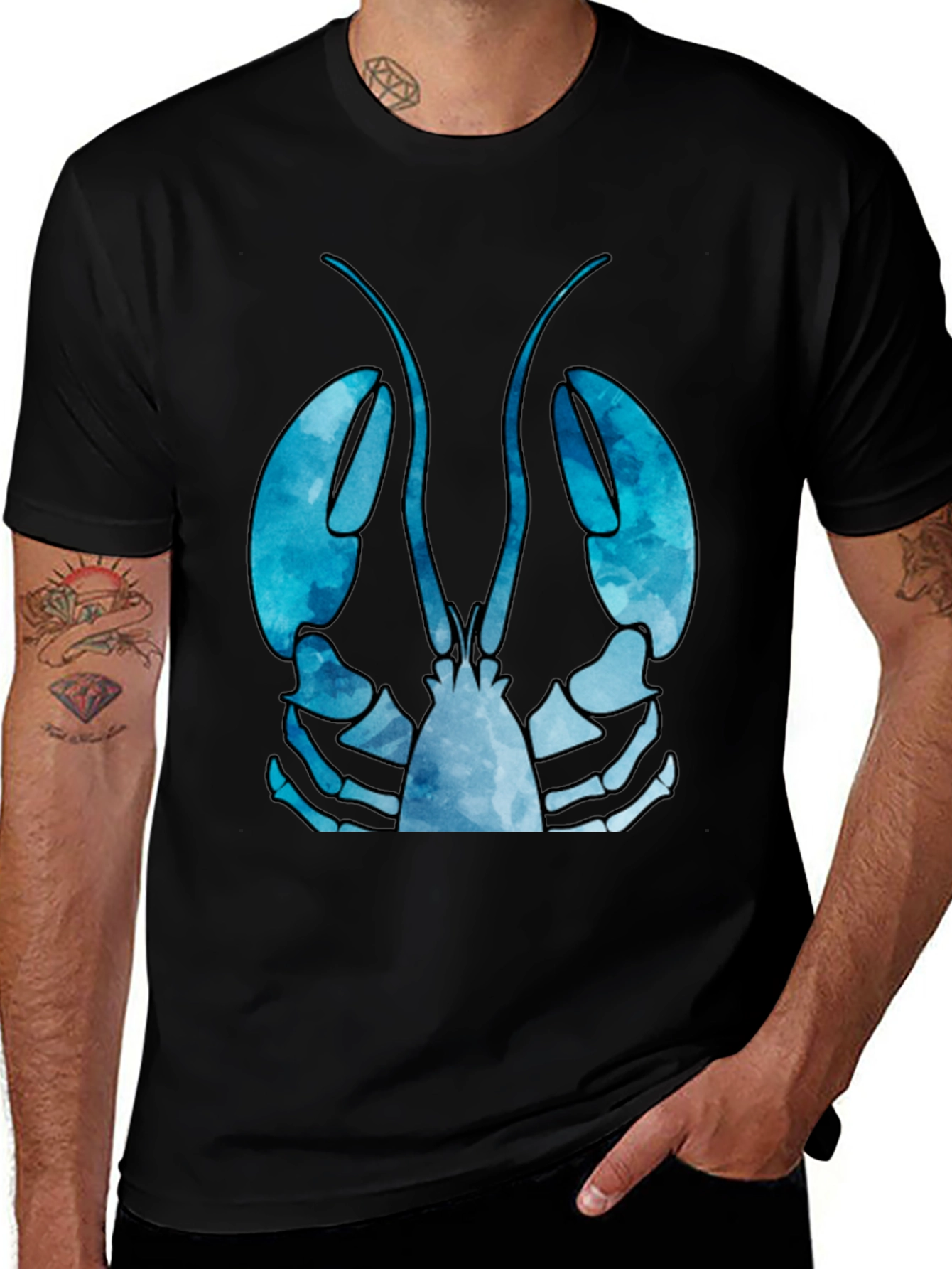 Variant 20 of Lobster Graphic Tee - Men's Black Cotton T-Shirt
