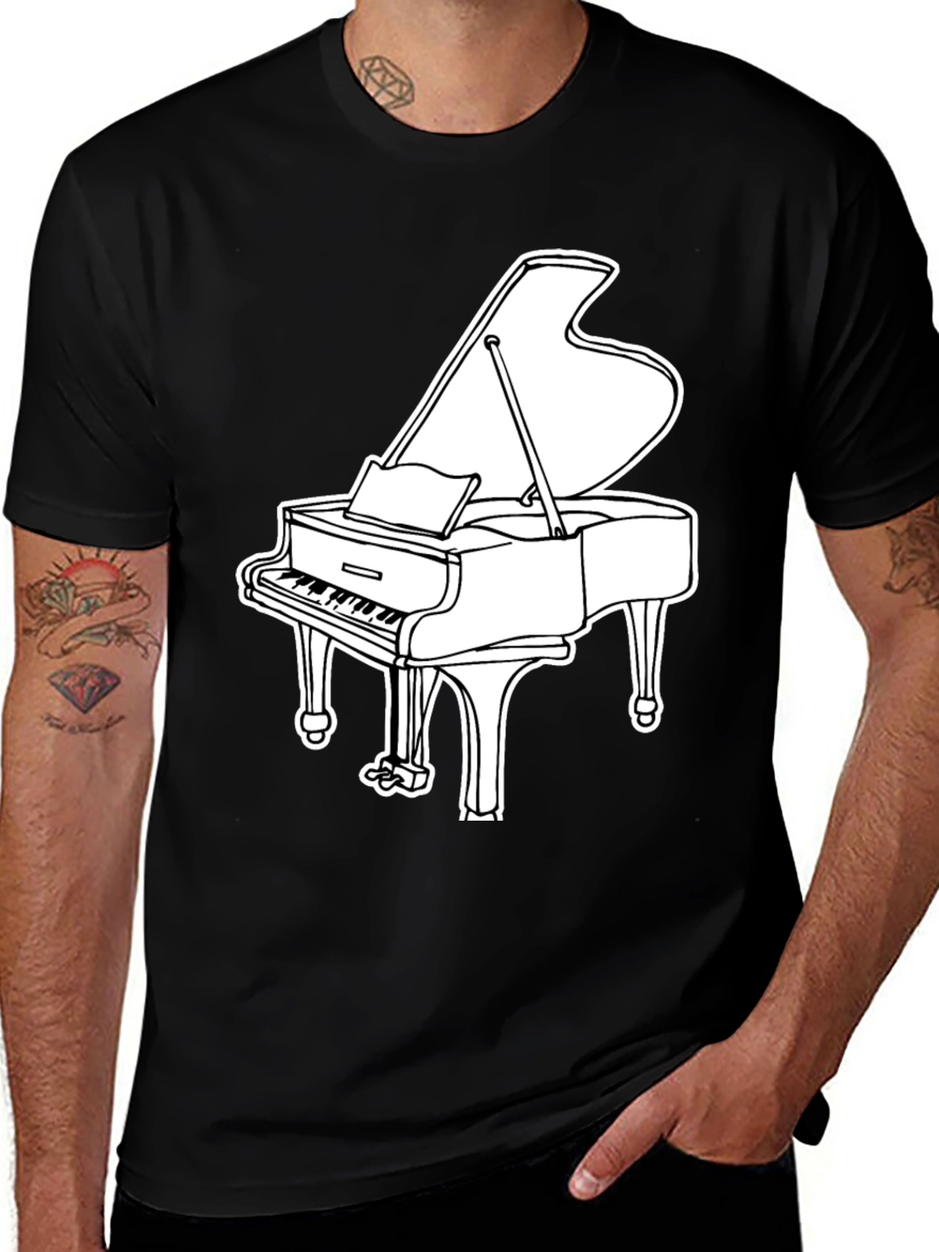 Variant 26 of Grand Piano T-Shirt - Black