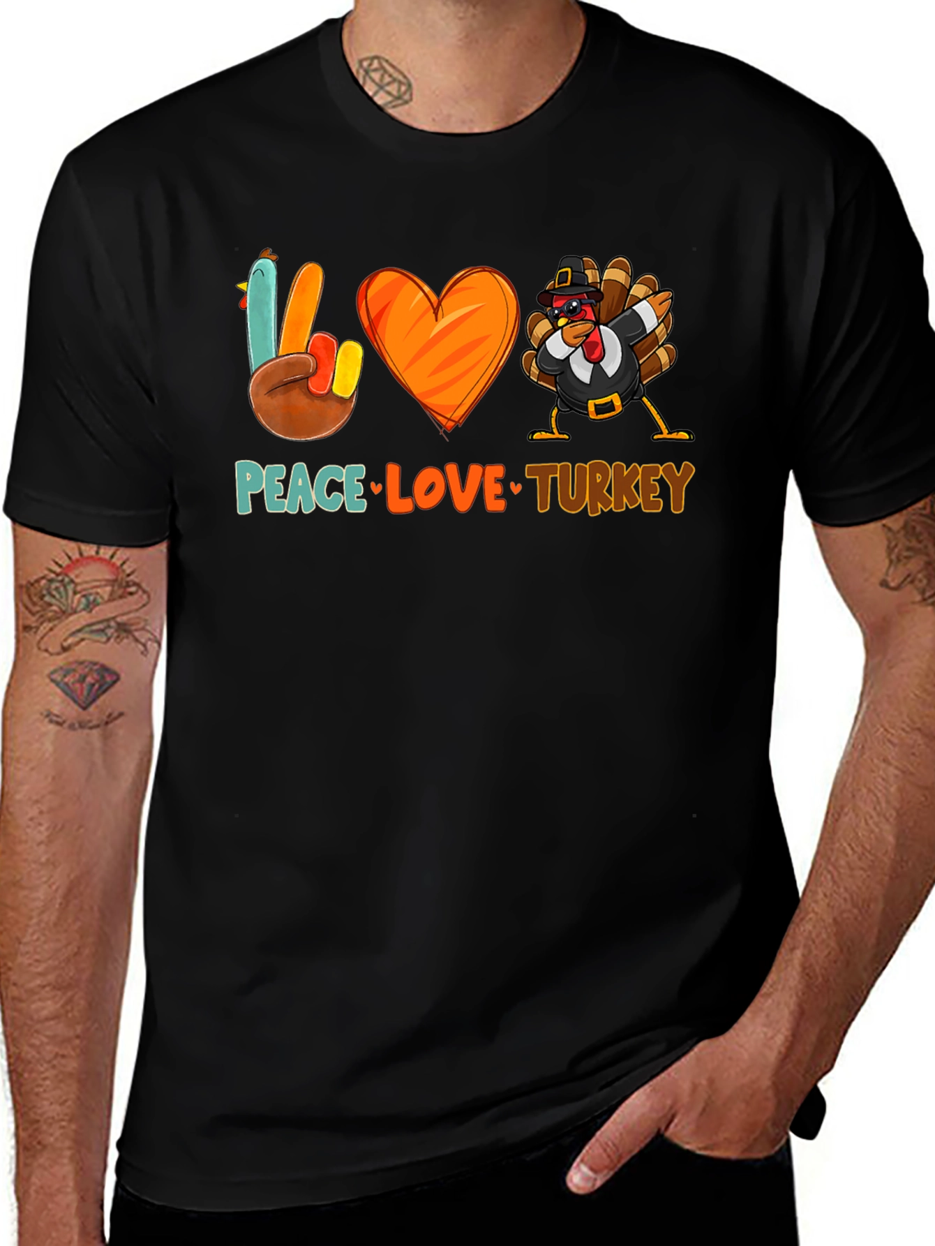 Variant 26 of Peace Love Turkey T-Shirt - Thanksgiving Festive Apparel