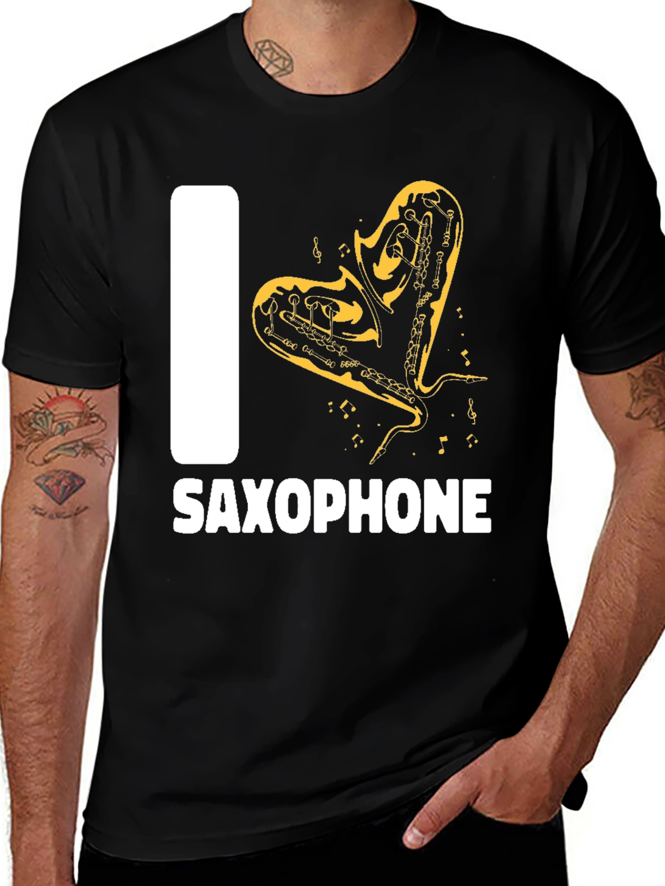 Variant 10 of I Love Saxophone Black T-Shirt - Musician Gift