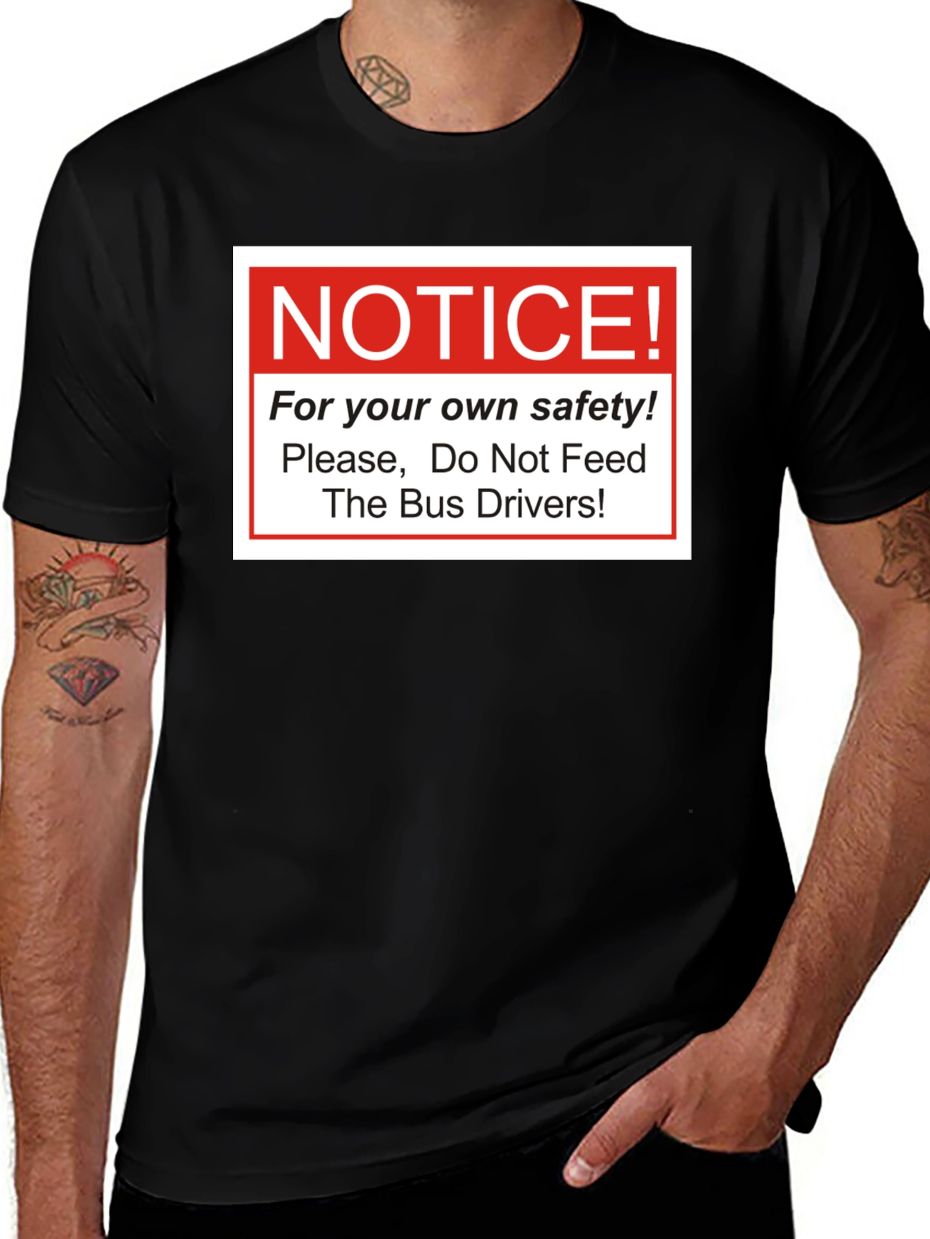 Black Funny "Do Not Feed The Bus Drivers" Graphic Tee main image