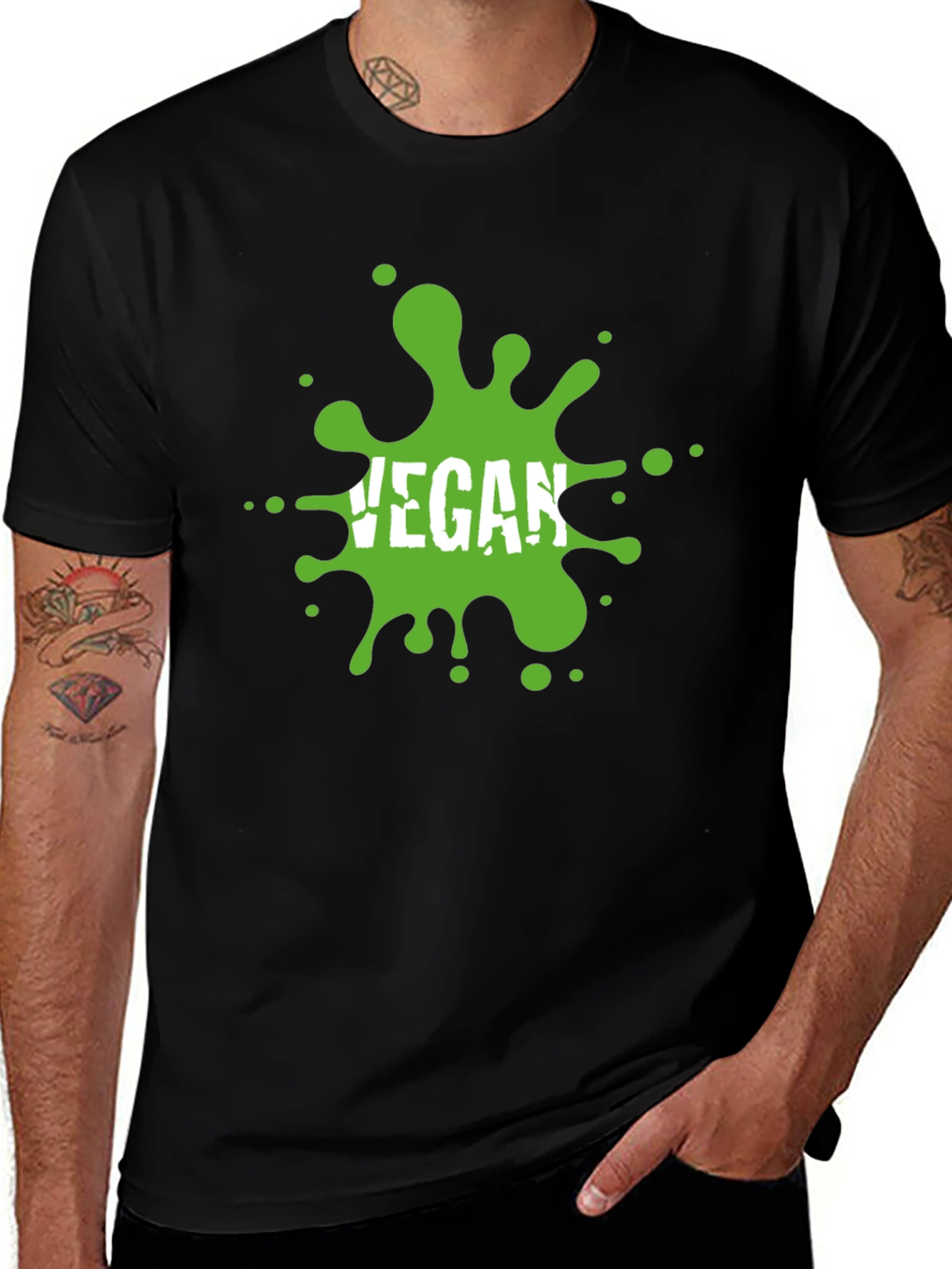 Black Vegan Splatter T-Shirt - Eco-Friendly & Stylish main image