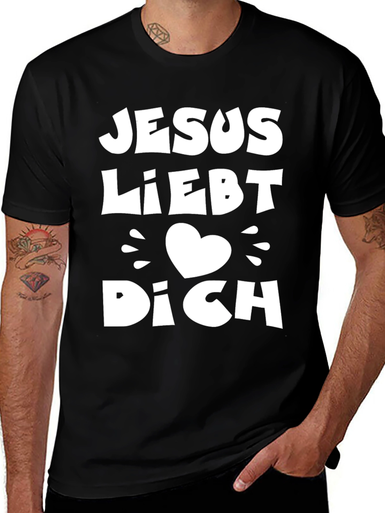 Jesus Liebt Dich Graphic Tee - Black