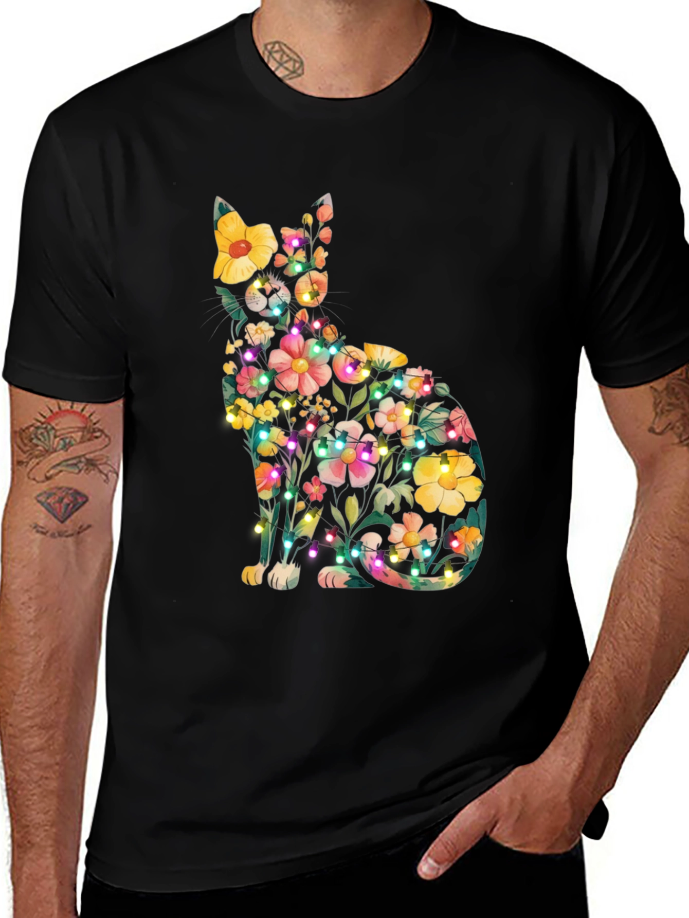 Variant 5 of Floral Cat Tee - Whimsical & Unique Design