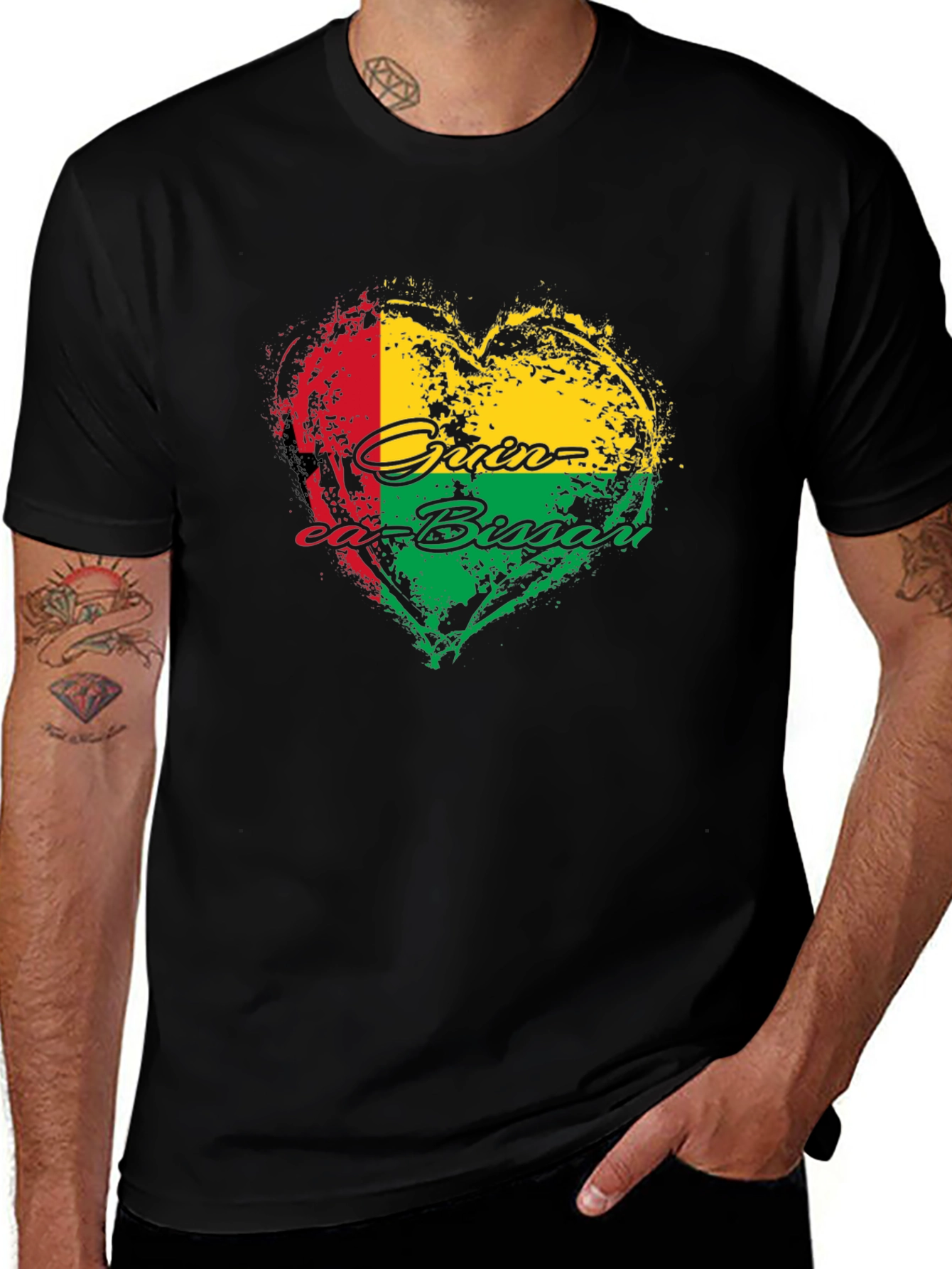 Variant 30 of Guinea-Bissau Heart Flag T-Shirt