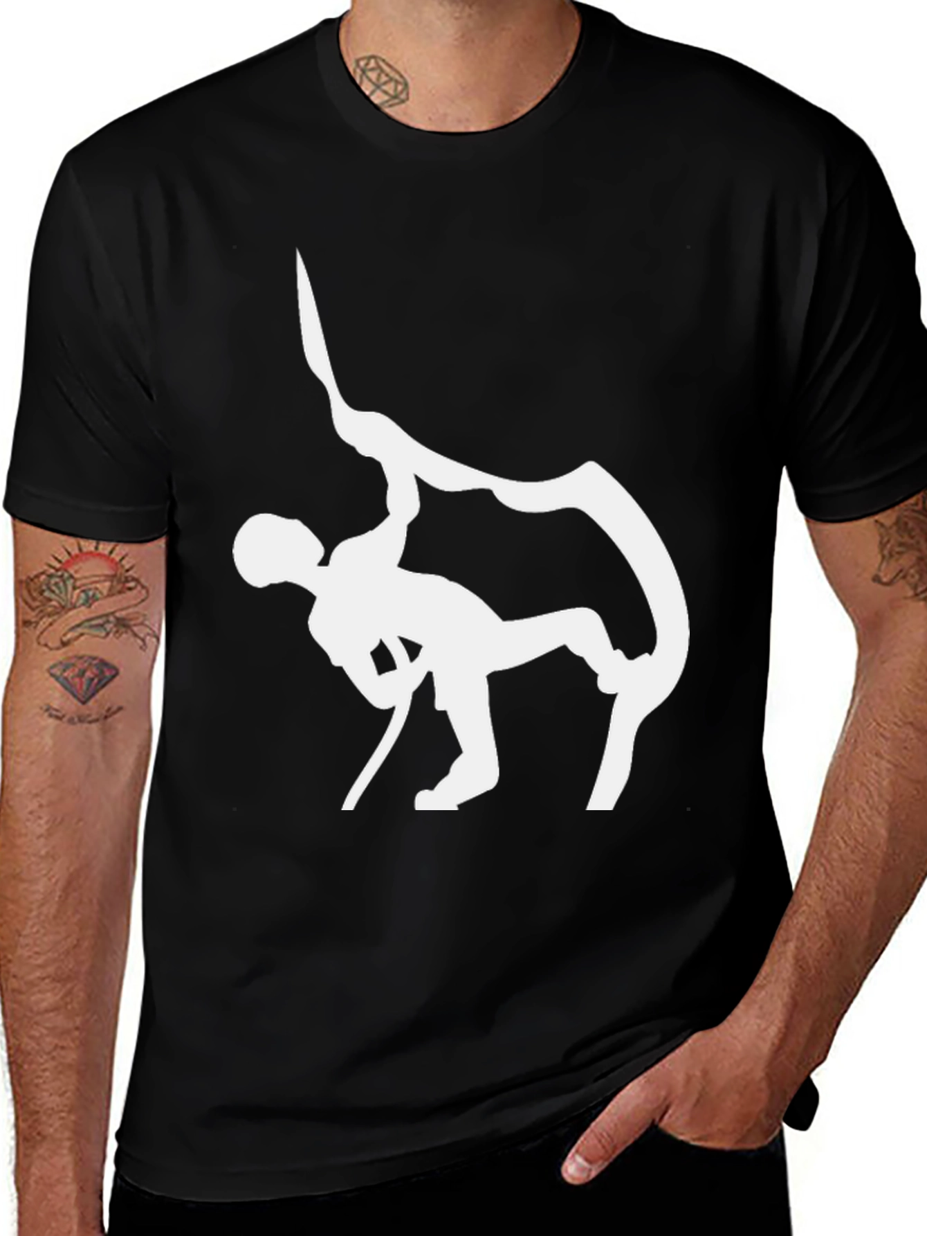 Variant 24 of Climbing Graphic Tee - Black Cotton Comfort