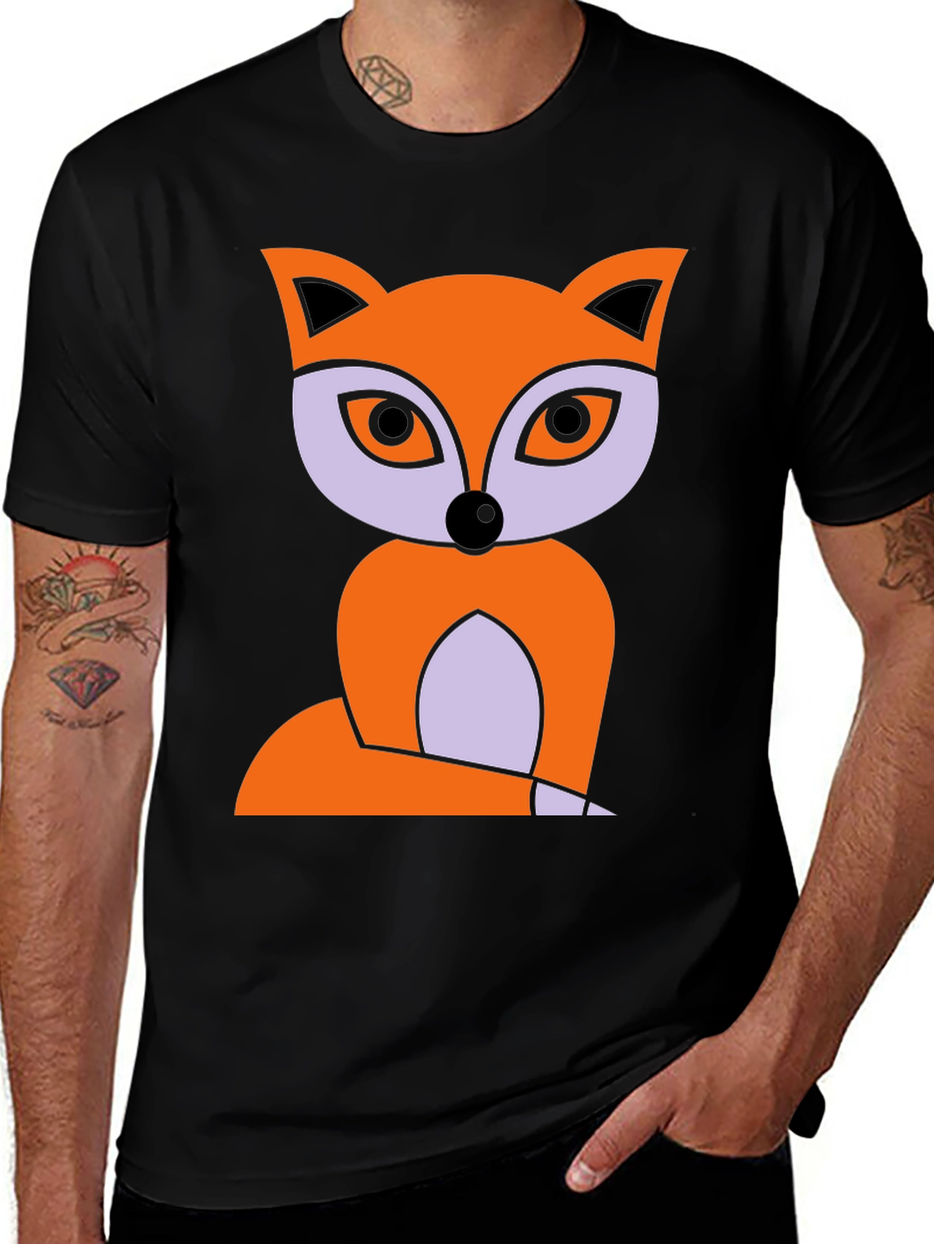 Variant 4 of Fox Graphic Print T-Shirt - Black Cotton Tee