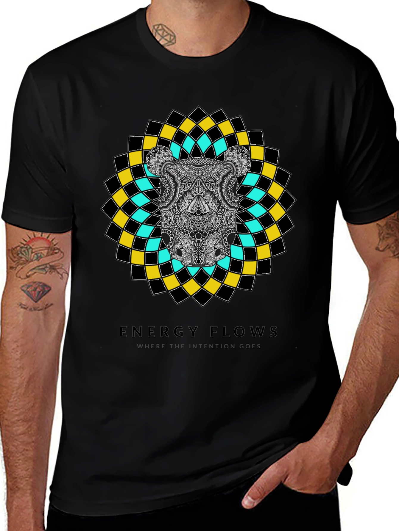 Variant 14 of Energy Flows Graphic Tee - Black Cotton Blend