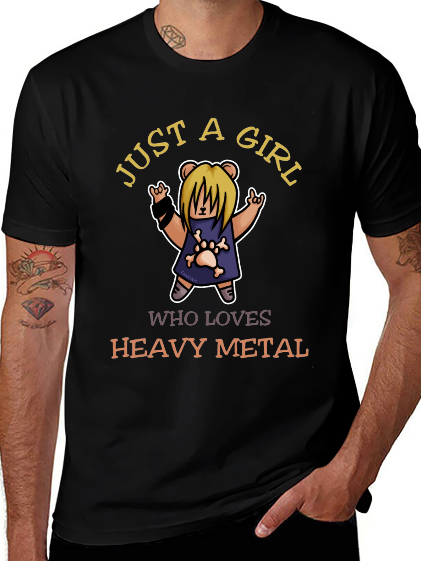 Variant 8 of Just A Girl Who Loves Heavy Metal Bear T-Shirt