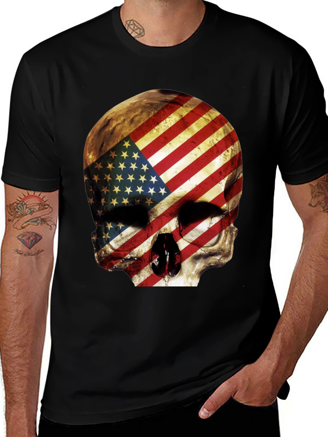 Variant 12 of American Flag Skull Graphic Tee