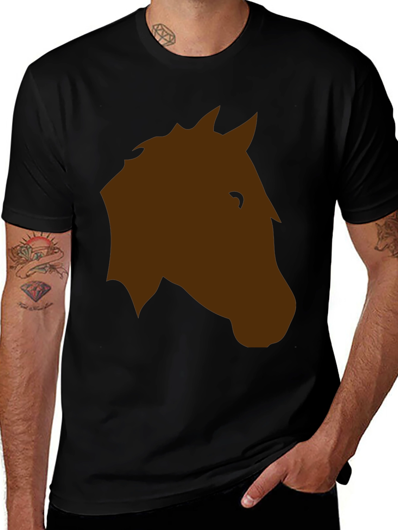 Variant 30 of Horse Head Graphic T-Shirt - Casual Black Tee