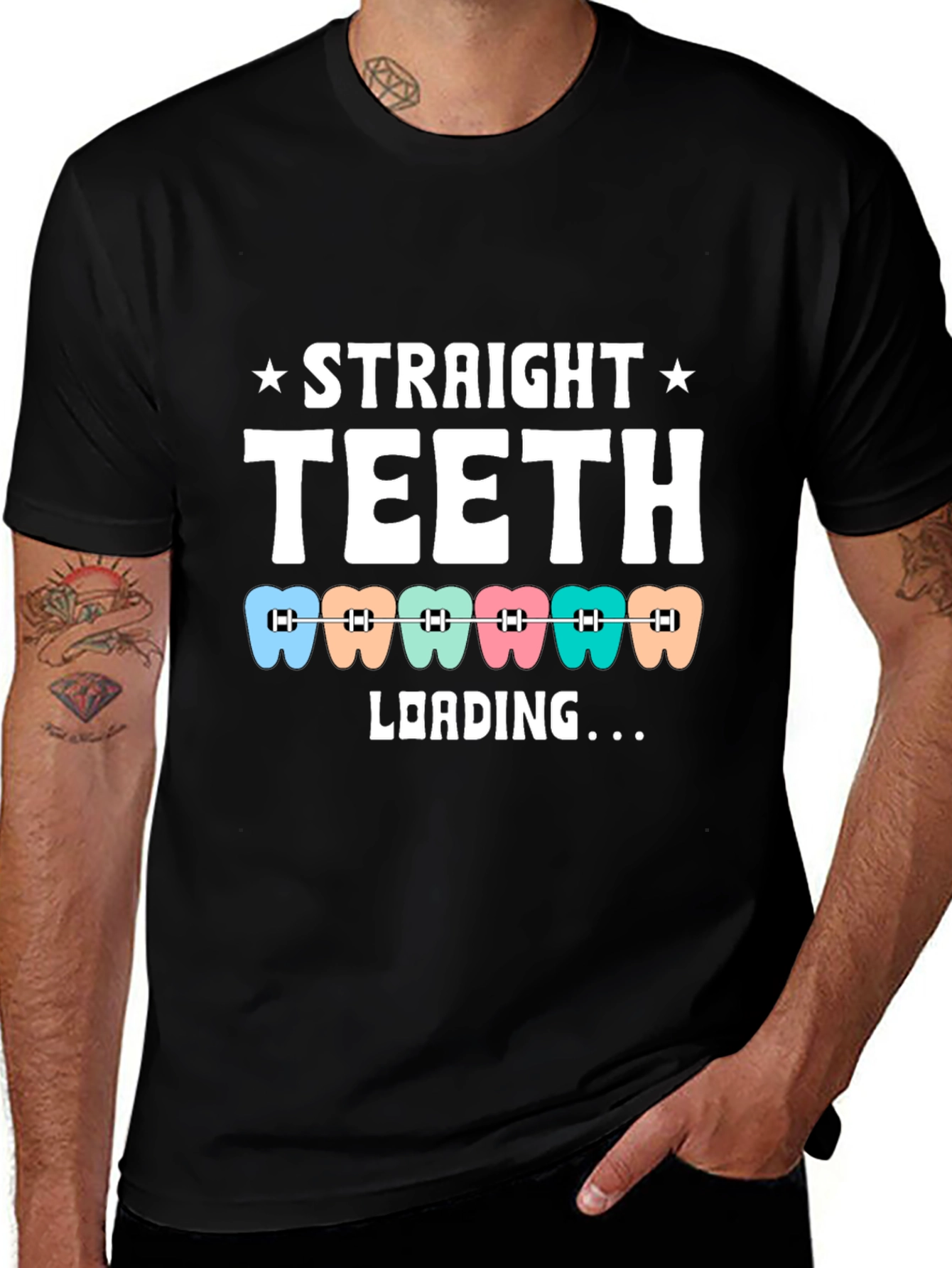 Variant 16 of Straight Teeth Loading T-Shirt - Orthodontic Humor