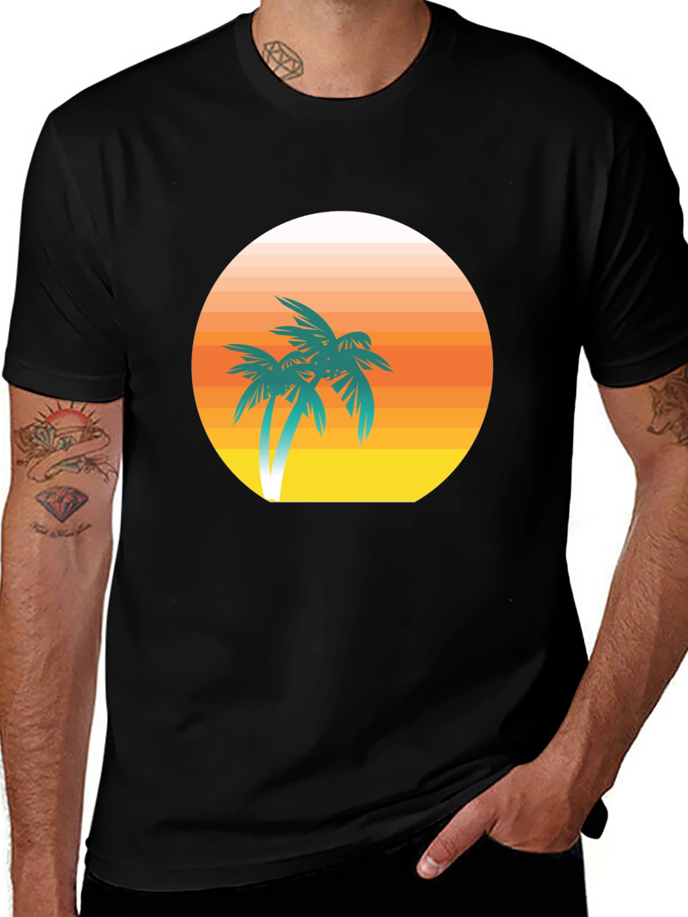 Variant 14 of Retro Palm Tree Sunset Graphic T-Shirt