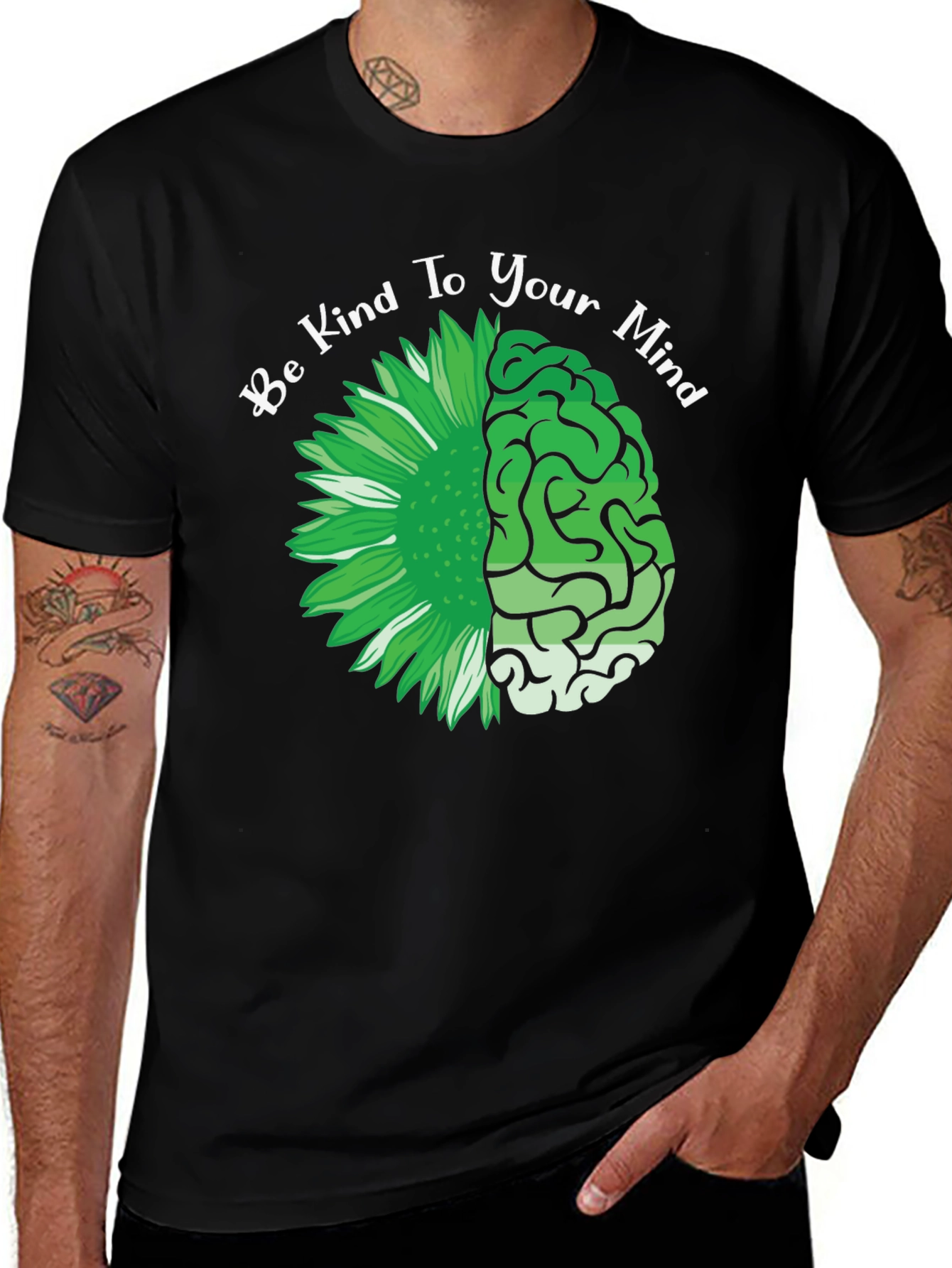Variant 24 of Kind Mind T-Shirt - Floral Brain Design