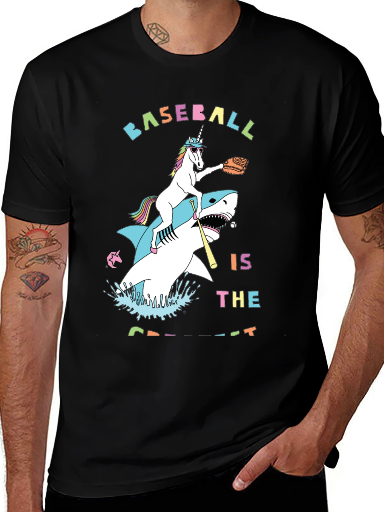 Variant 28 of Baseball Unicorn Shark T-Shirt - Funny Graphic Tee