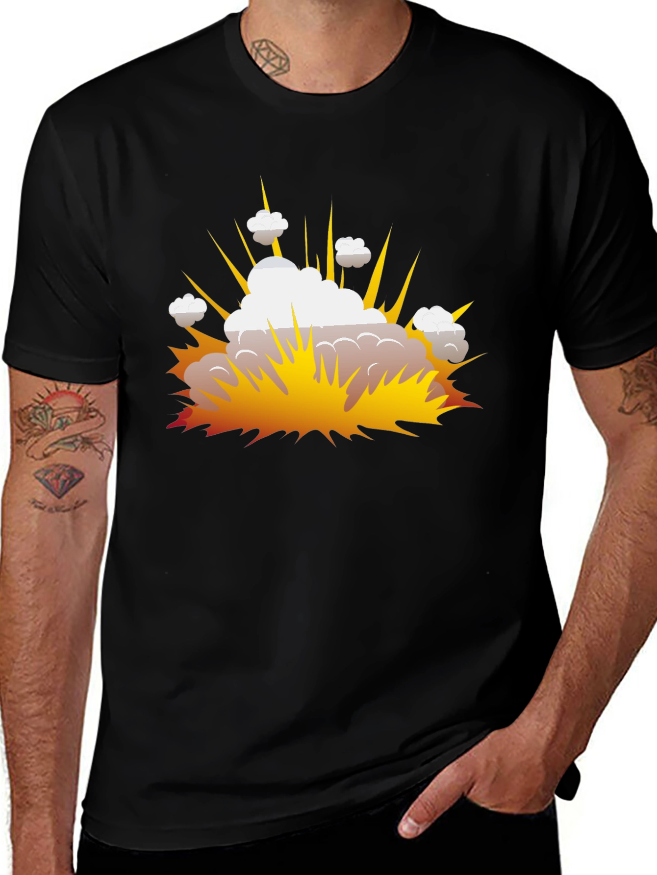 Variant 6 of Explosion Graphic Print Black T-Shirt