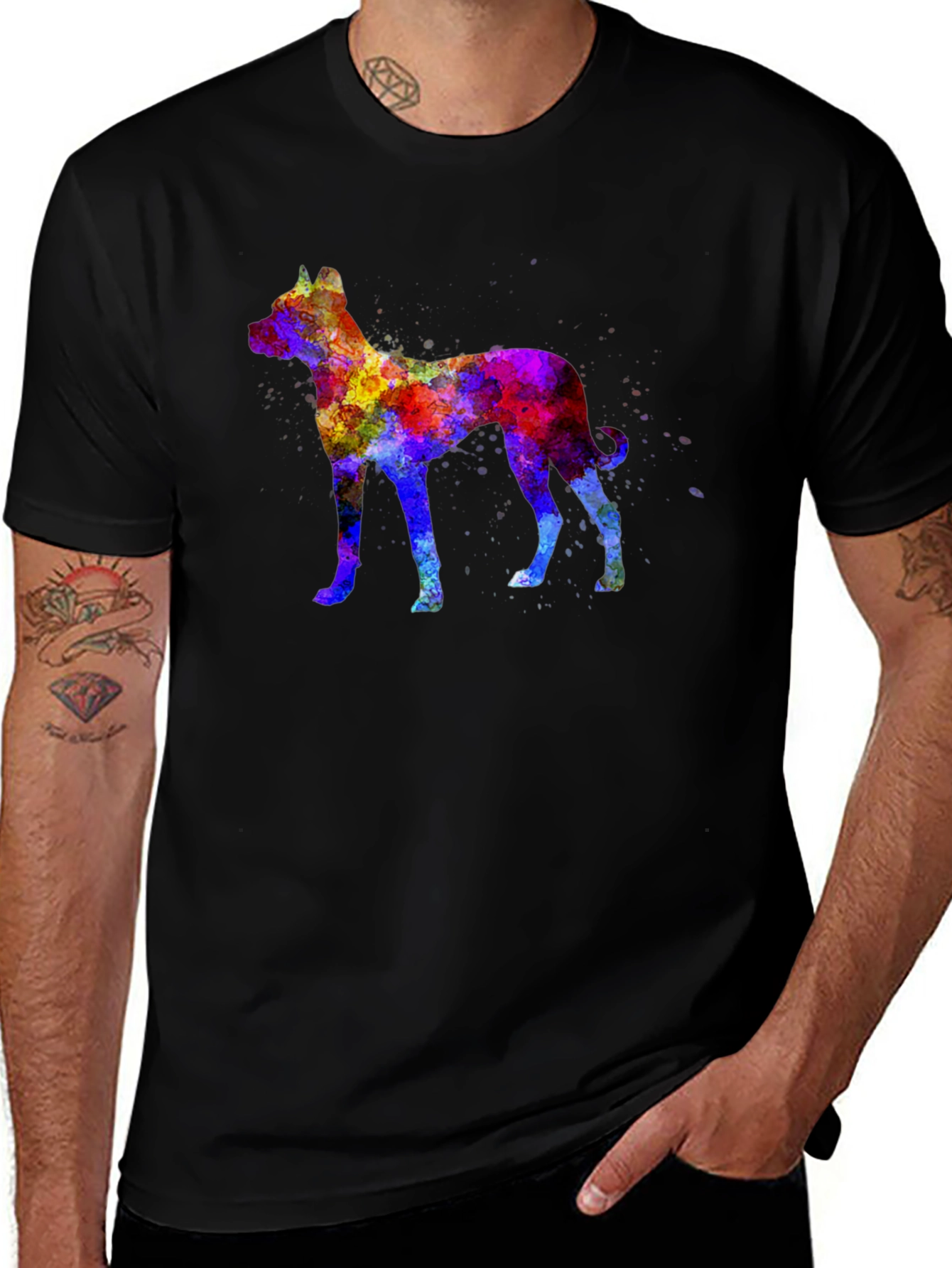 Variant 11 of Watercolor Dog T-Shirt - Black
