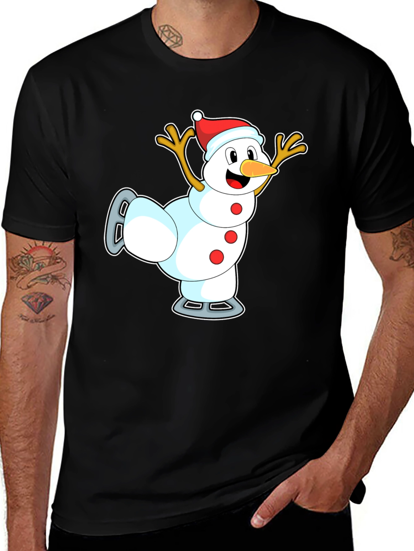 Variant 9 of Snowman on Skates T-Shirt - Holiday Fun