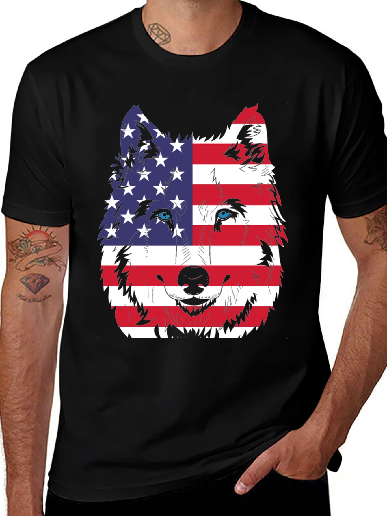 Variant 7 of Patriotic Wolf Graphic Tee