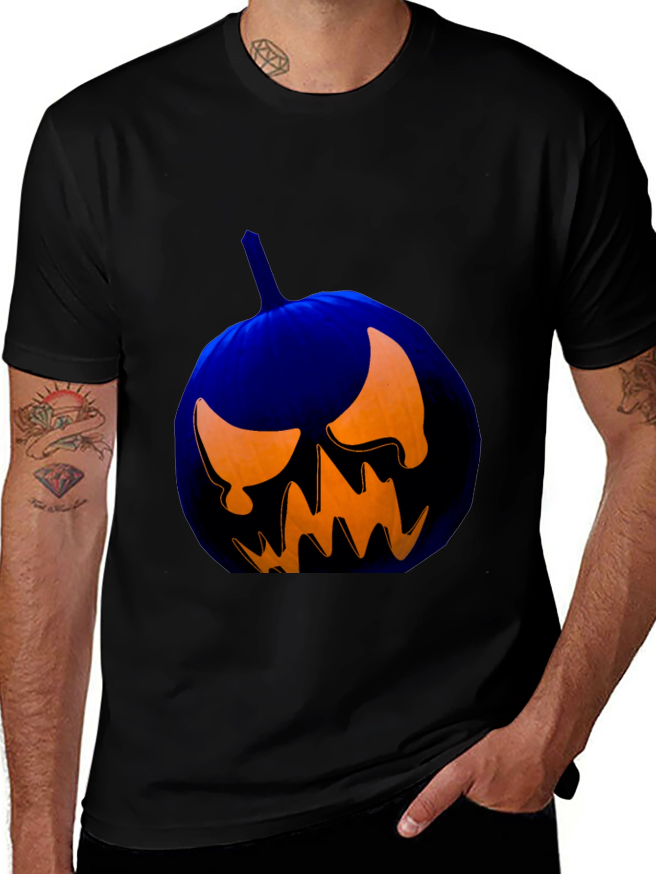 Men's Halloween Pumpkin Graphic Tee - Spooky Season Shirt