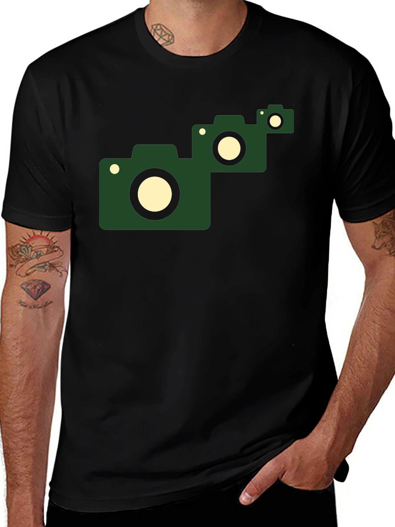 Variant 17 of Retro Camera T-Shirt - Black Graphic Tee