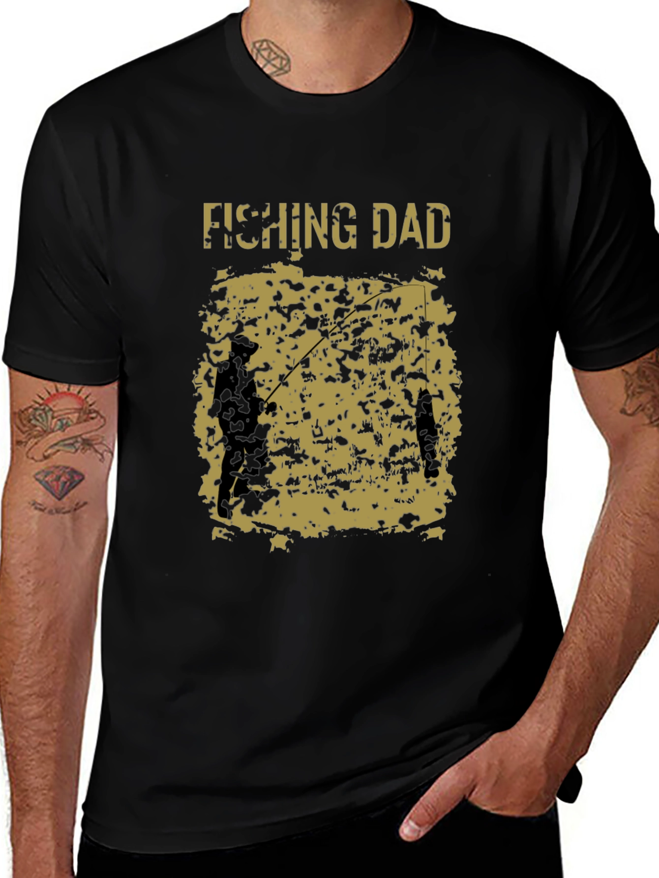 Variant 14 of Fishing Dad Graphic Tee - Black