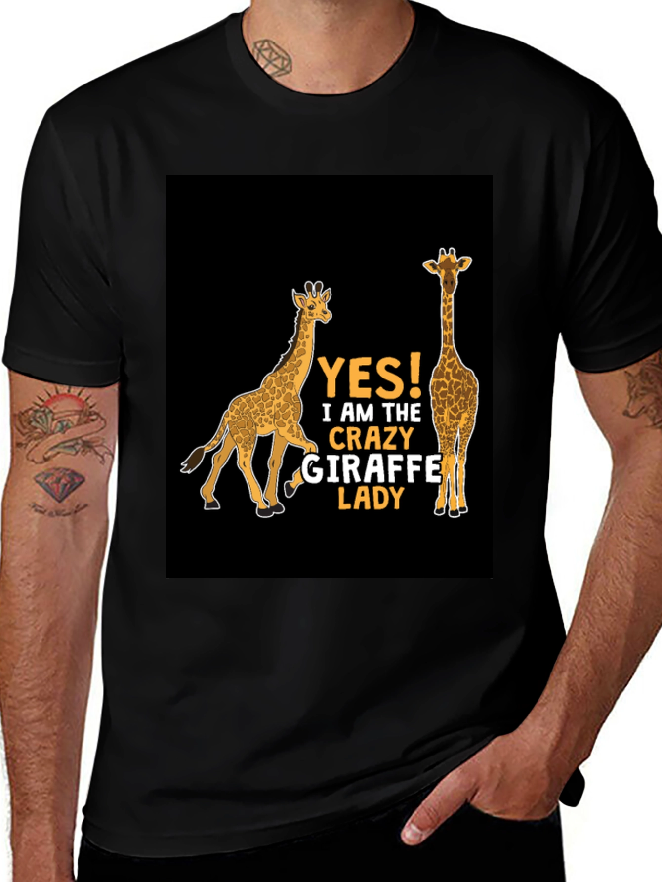 Variant 27 of Crazy Giraffe Lady Black T-Shirt