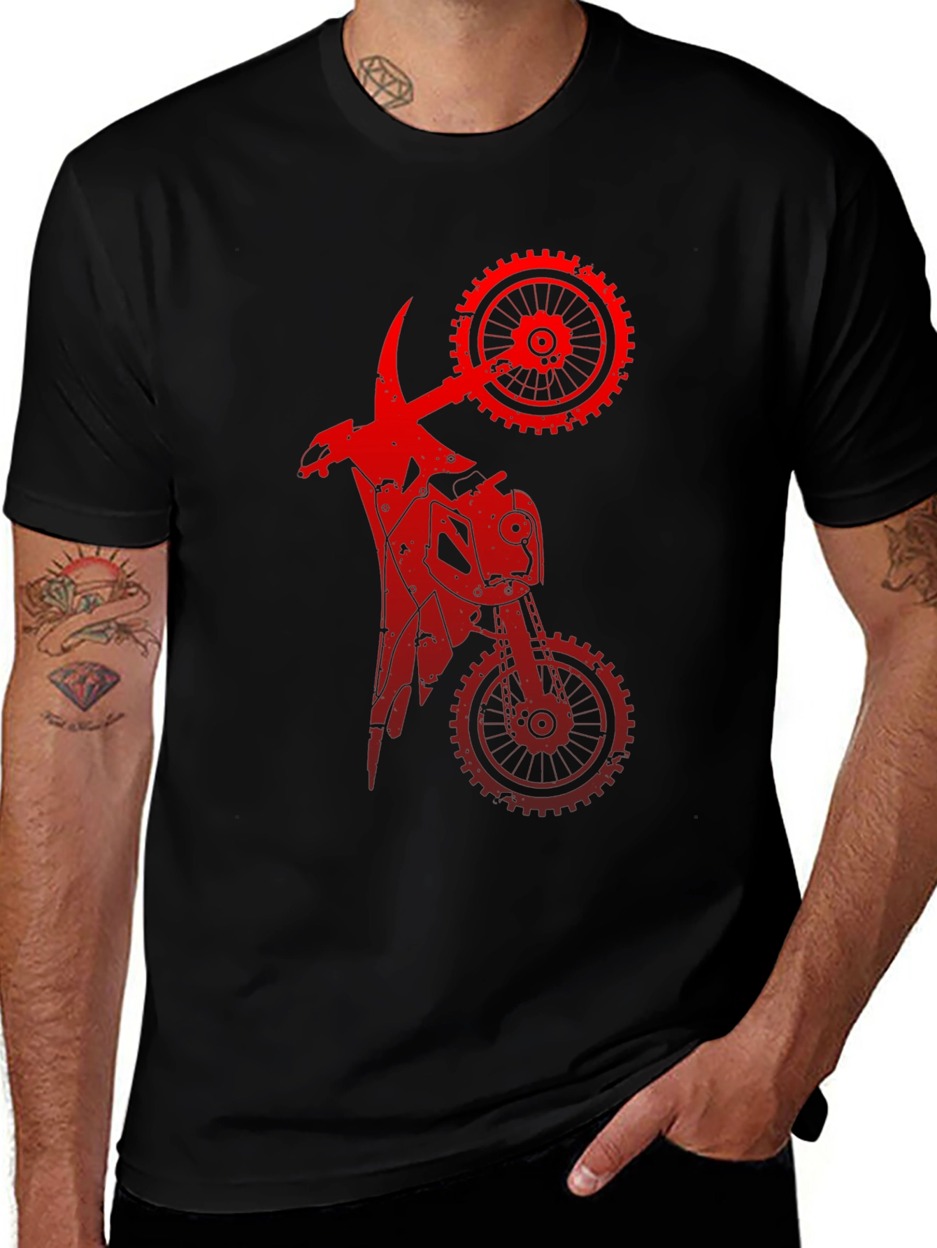 Variant 5 of Red Mechanical Motorcycle Graphic Tee