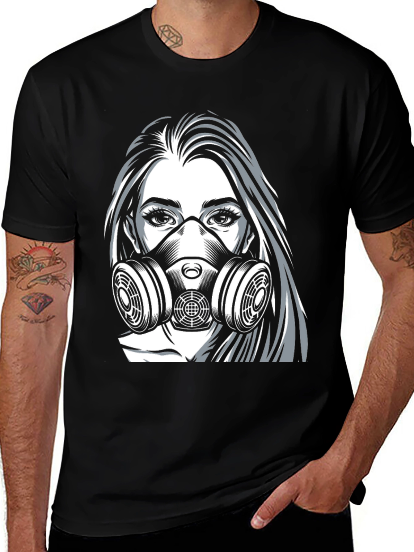 Variant 8 of Graphic Tee: Masked Woman's Resilience T-Shirt