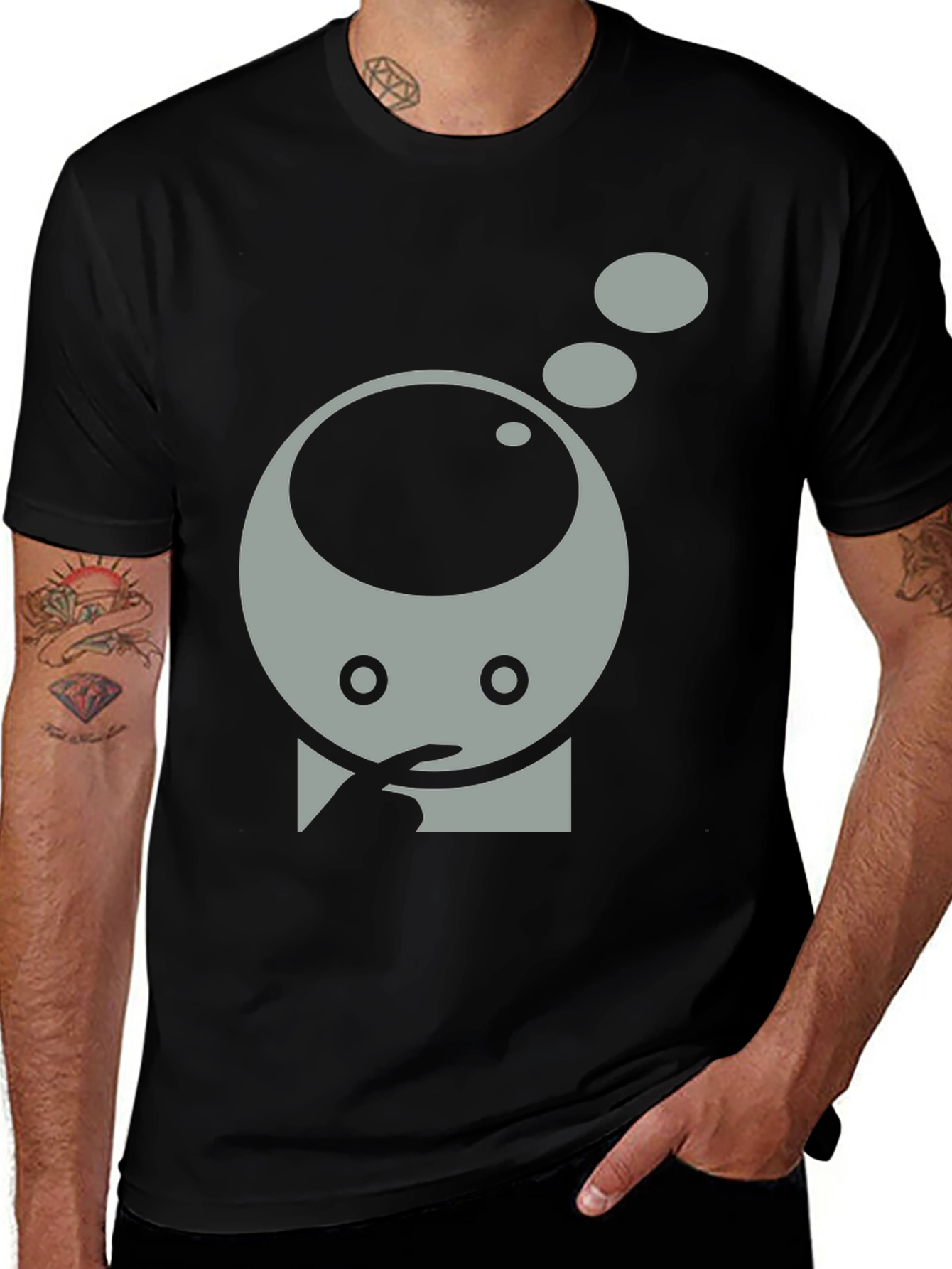 Variant 8 of Thinking Man Graphic Tee - Unisex Black T-Shirt