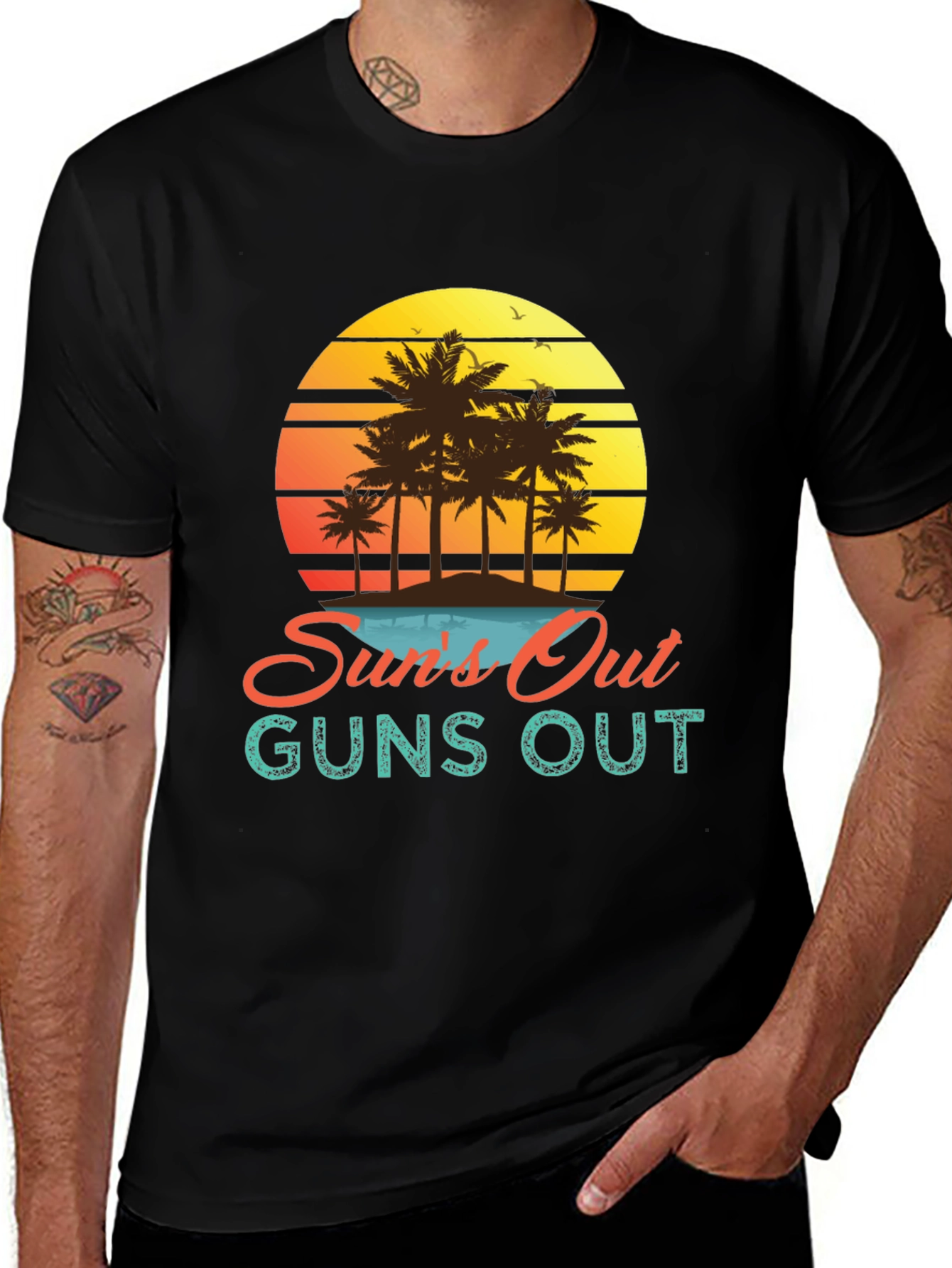 Variant 16 of Sun's Out Guns Out Beach T-Shirt