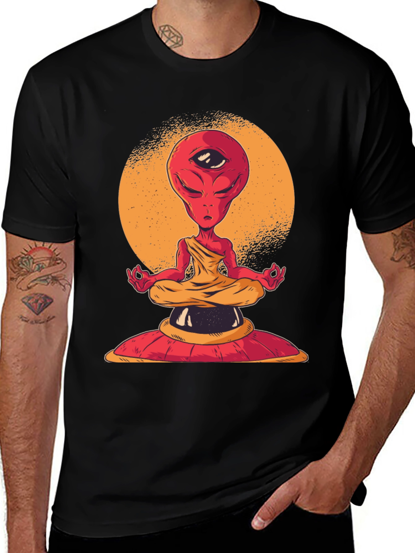 Variant 10 of Meditating Alien T-Shirt - Third Eye Design