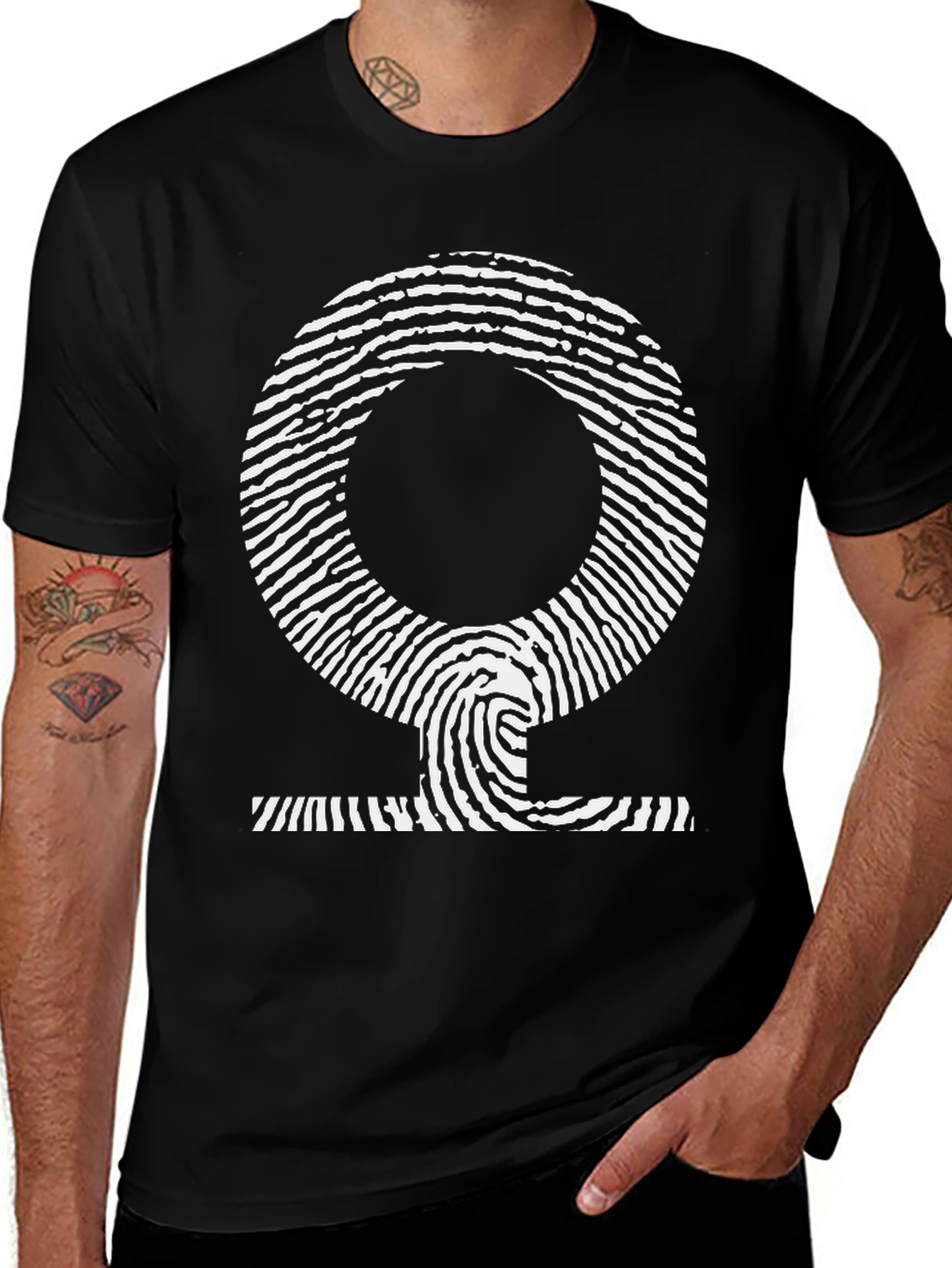 Variant 8 of Feminist Fingerprint T-Shirt - Black Cotton Tee