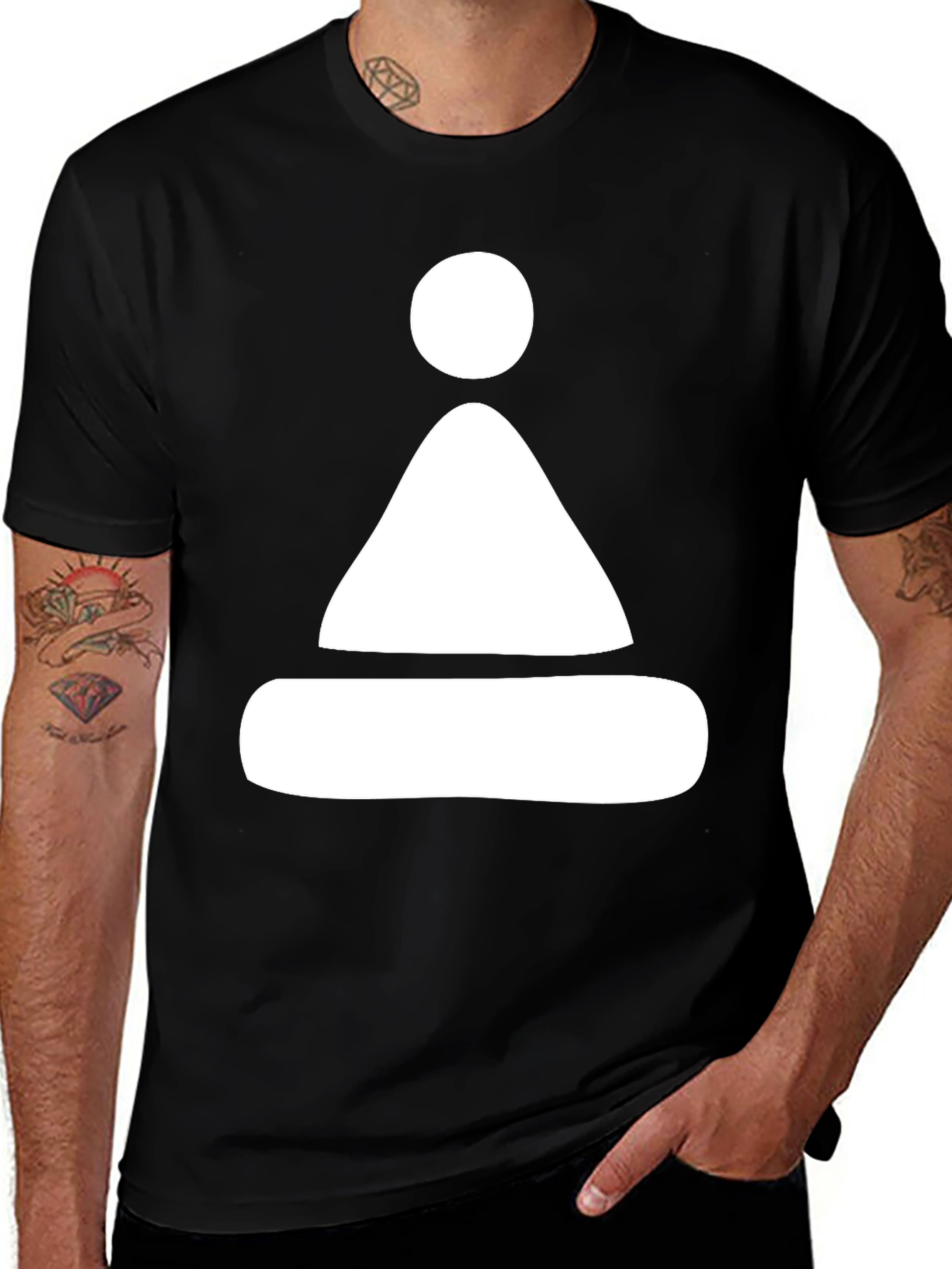 Variant 12 of Unique Graphic Tee - Abstract White Design on Black