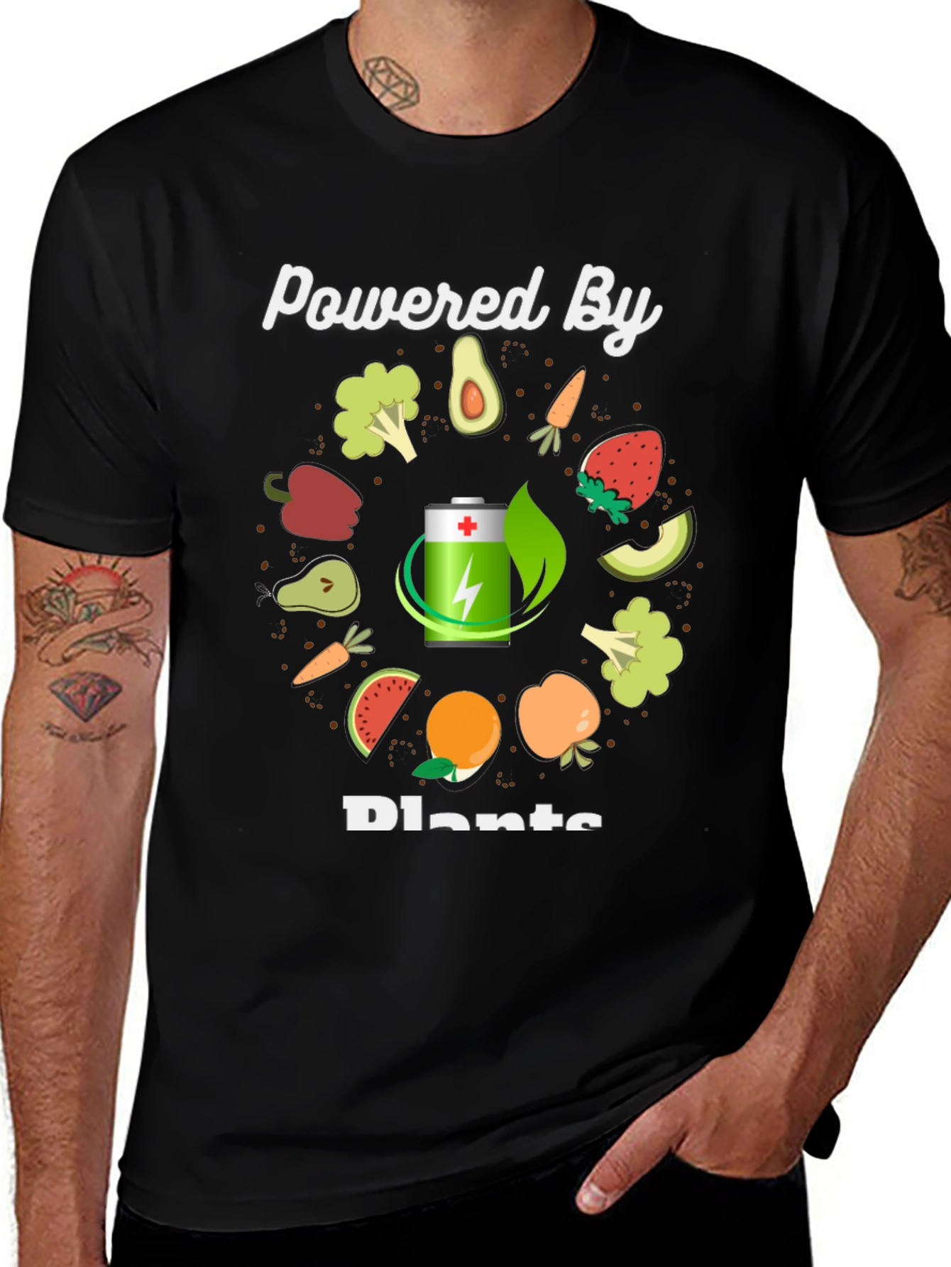 Variant 23 of Powered By Plants T-Shirt - Vegan Graphic Tee