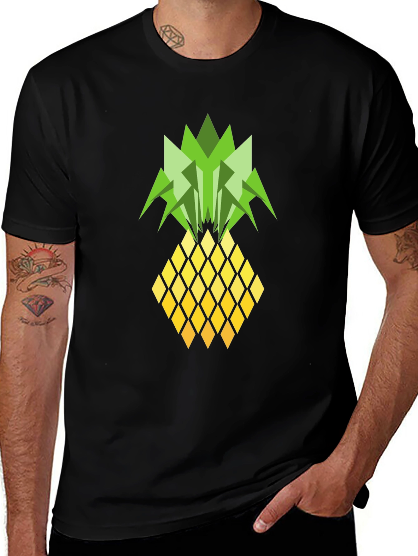 Variant 11 of Geometric Pineapple Graphic Tee - Black T-Shirt